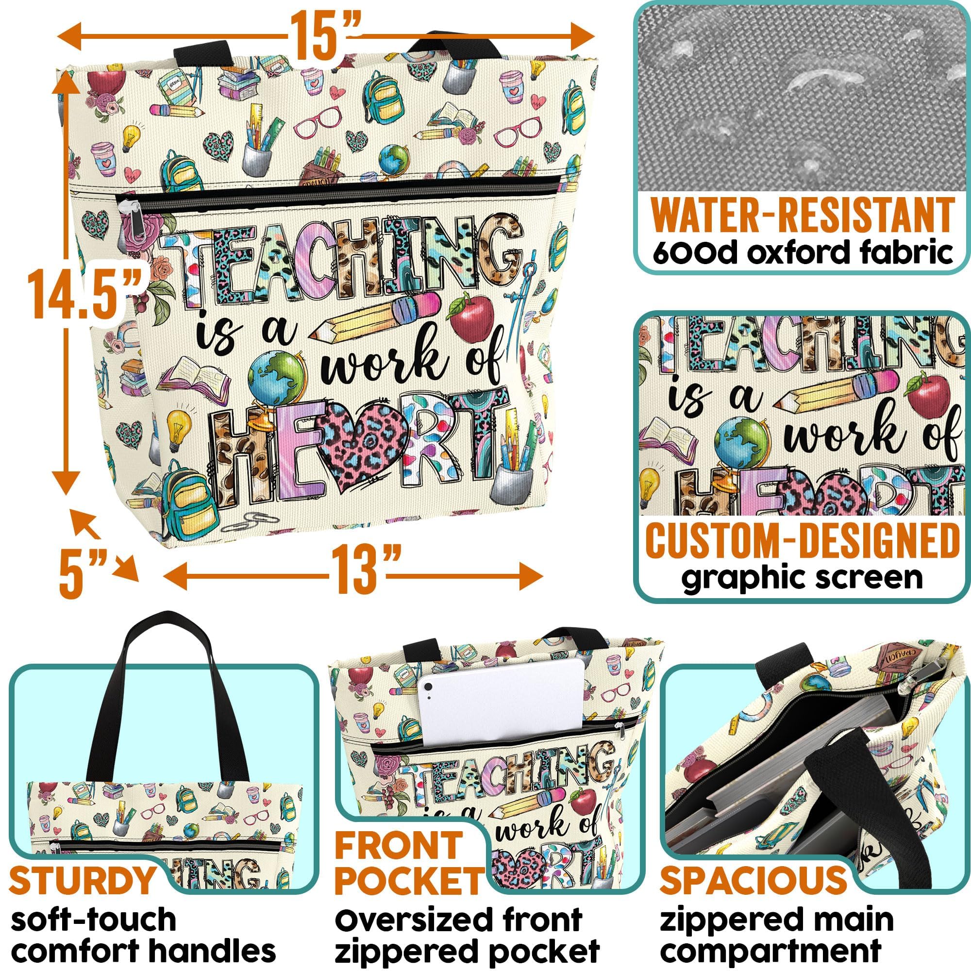84Hoods Aesthetic Tote Bag For Women Gift For Teacher. Cute Graphic Large Shoulder Bag 15 Inch With Pockets And Zipper For Work.