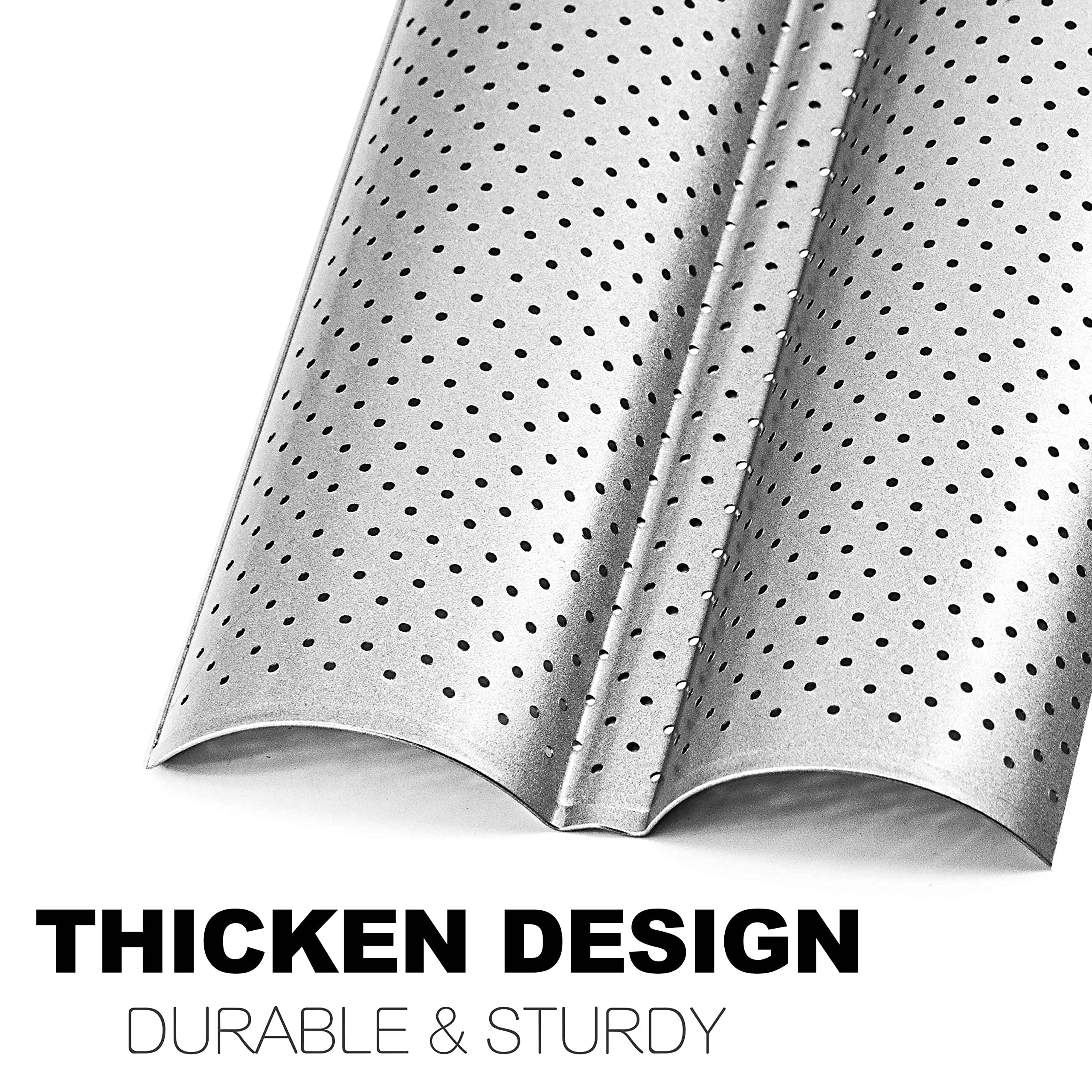 Anaeat Nonstick Perforated French Bread Baking Pan, 15''X 6.3'' Premium Toast Mold Great For 2 Loaves Baguettes, French & Italia