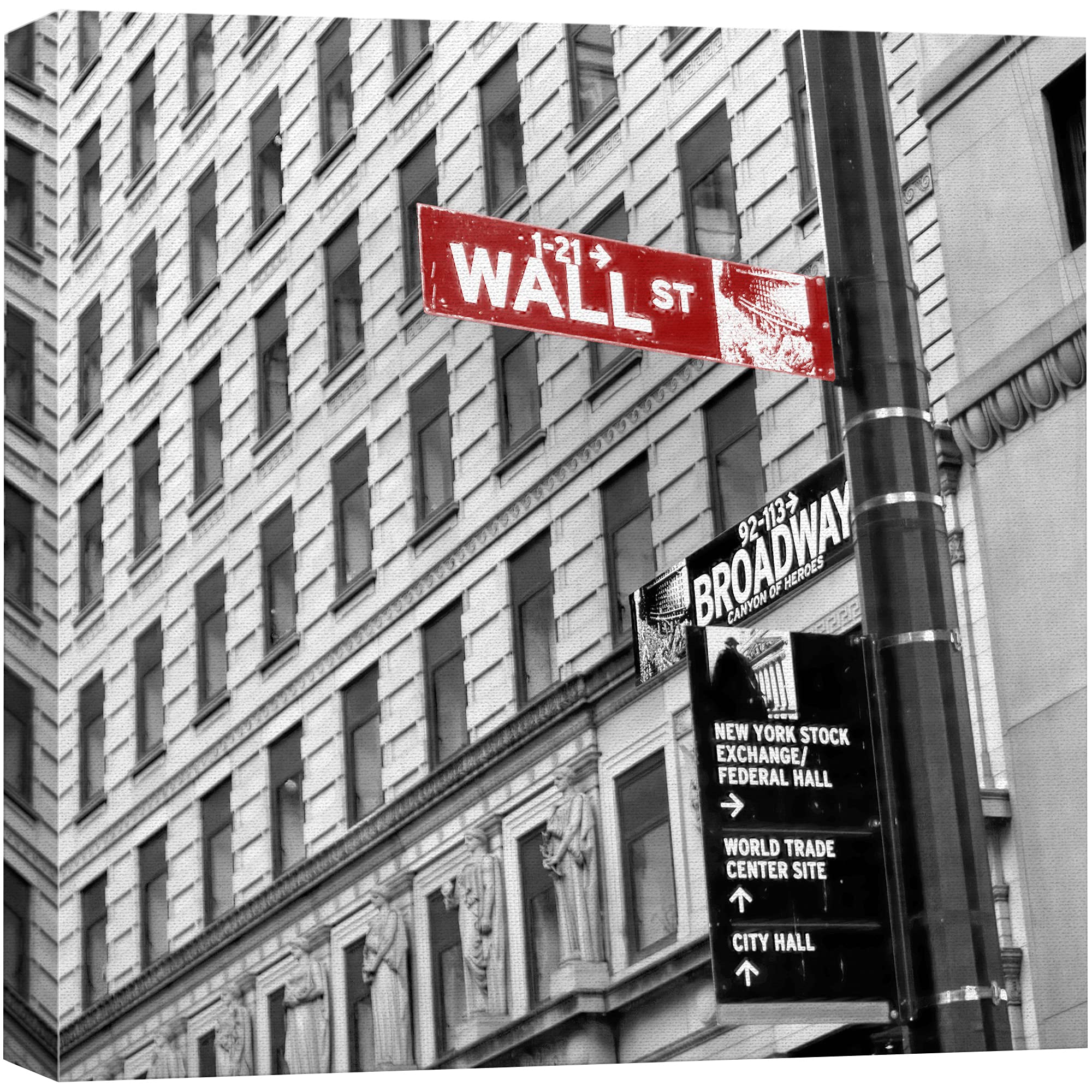 Wall26 Canvas Print Wall Art Pop Of Color Wall Street In New York City Architecture & Maps Cities Photography Realism Chic Sceni