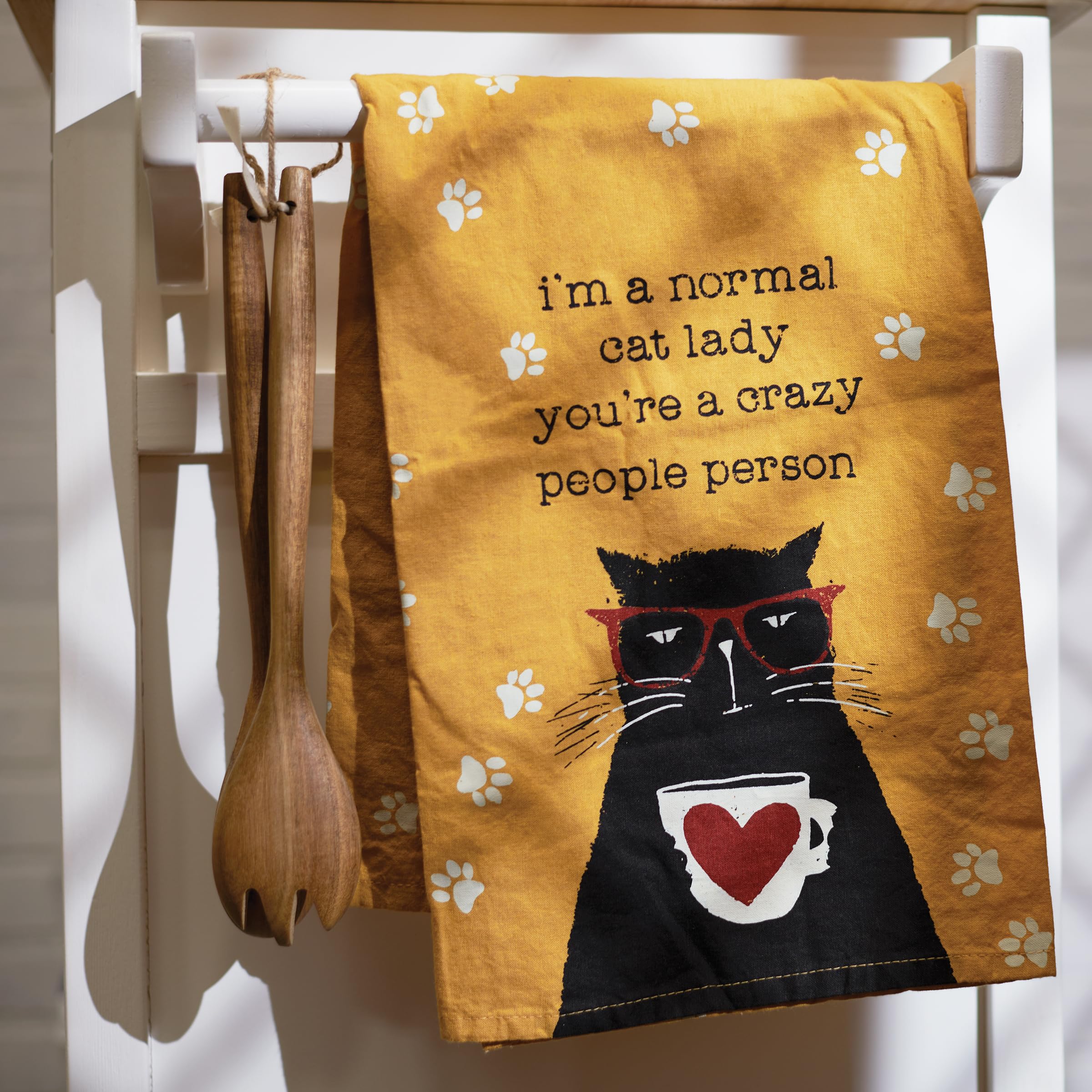 Primitives By Kathy Cotton Dish Towel Set - Cat Design, Kitchen/Bathroom Decor, Tea Towels, 28''X28''