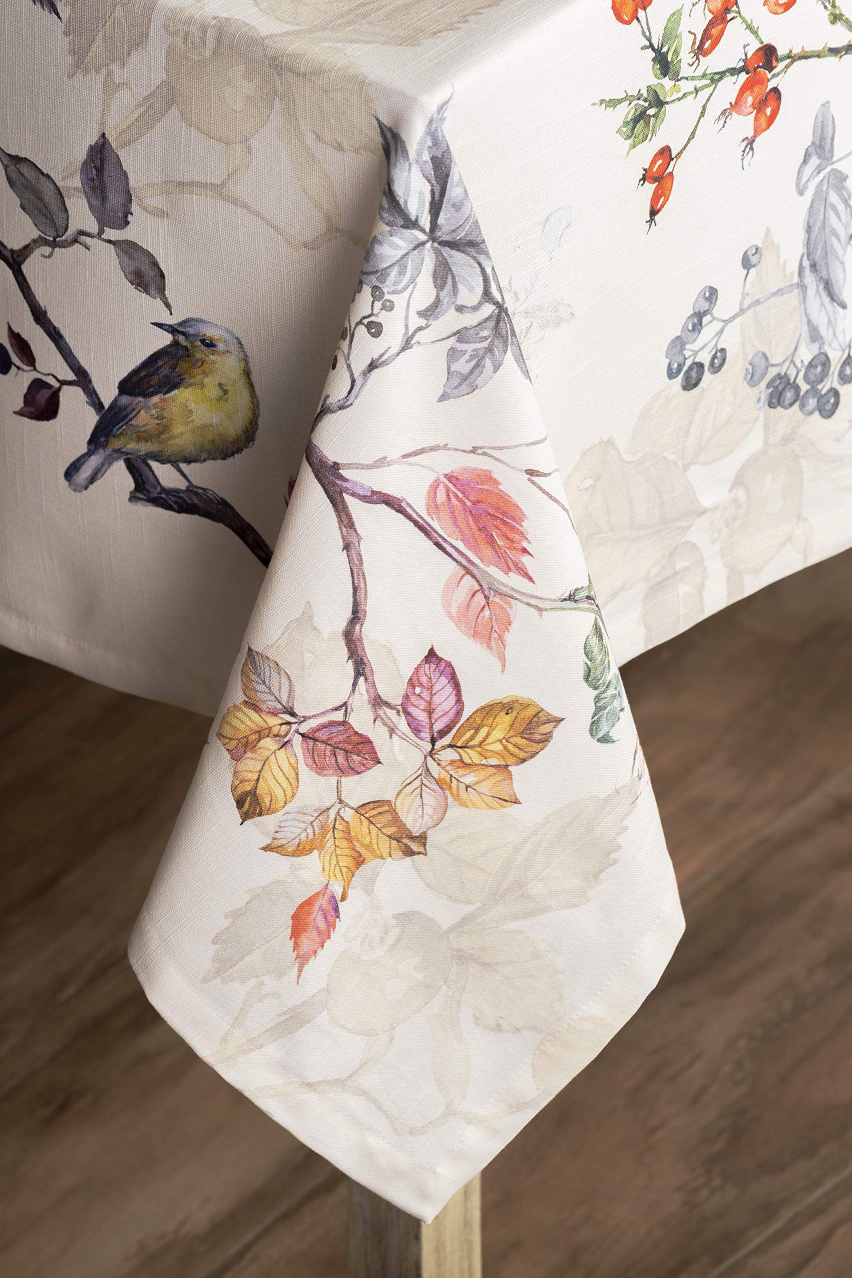 Maison D Hermine Equinoxe - Beige 100% Cotton Tablecloth Kitchen Dining Table Cloth For Rectangle Tables Farmhouse Tabletop Cove