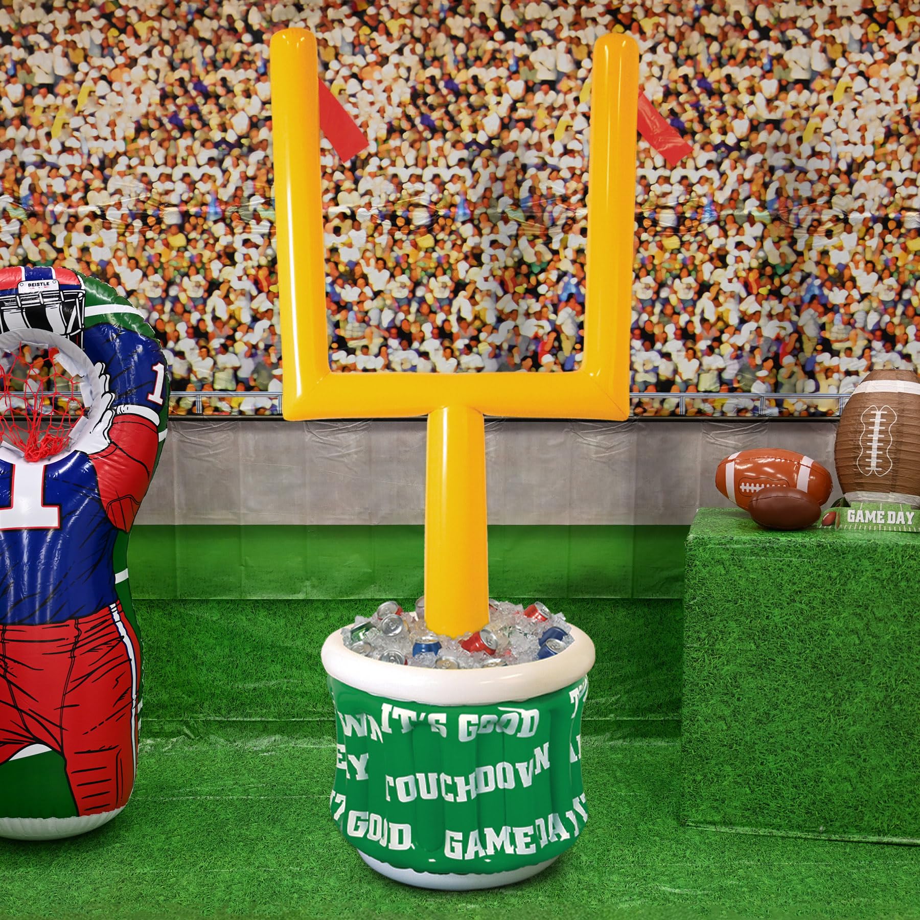 Inflatable Goal Post Cooler W/Football Pack Of 2