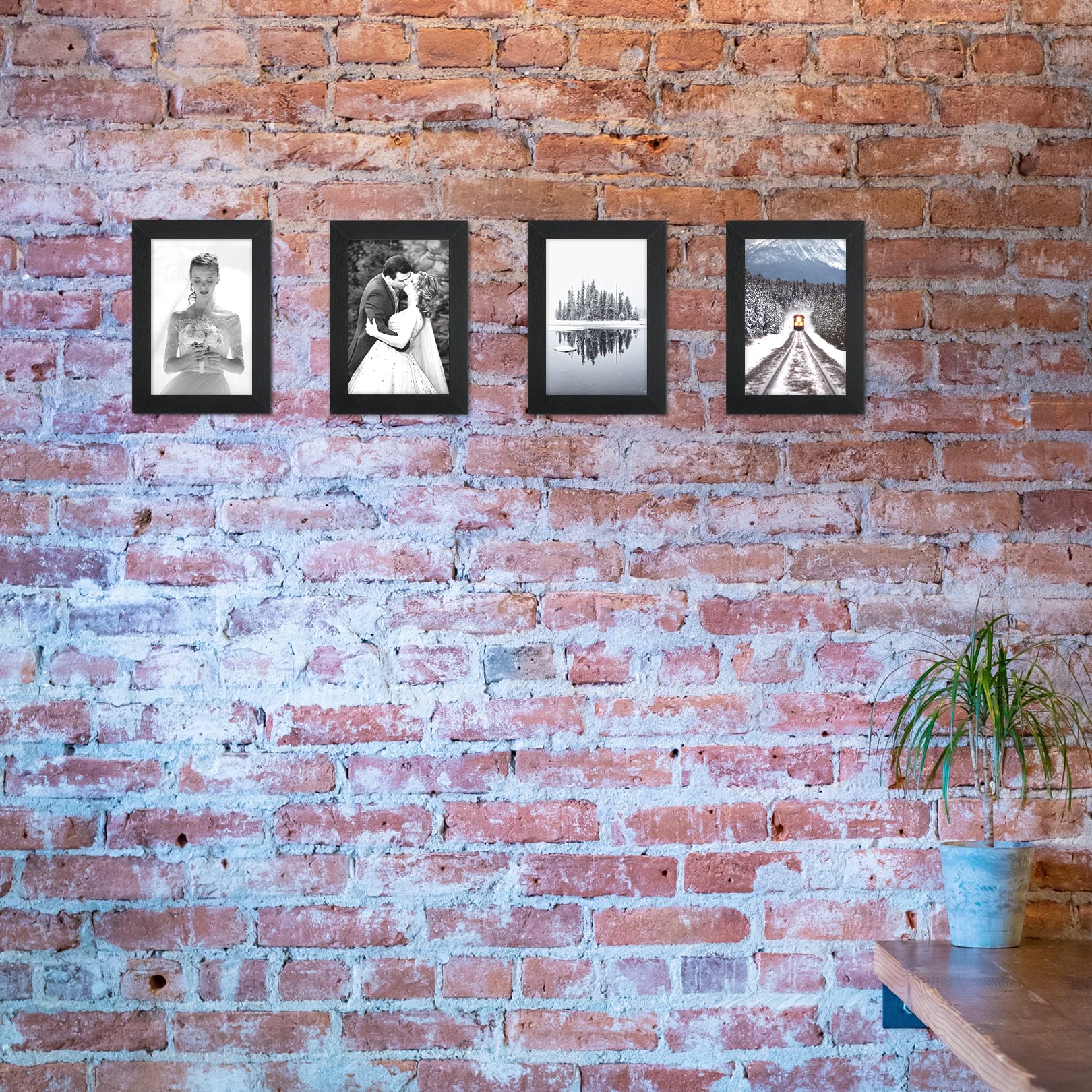 TOFOREVO 4x6 Picture Frames Set of 6 Black Wood Grain Photo Frame for Gallery Wall Mounting or Tabletop Display