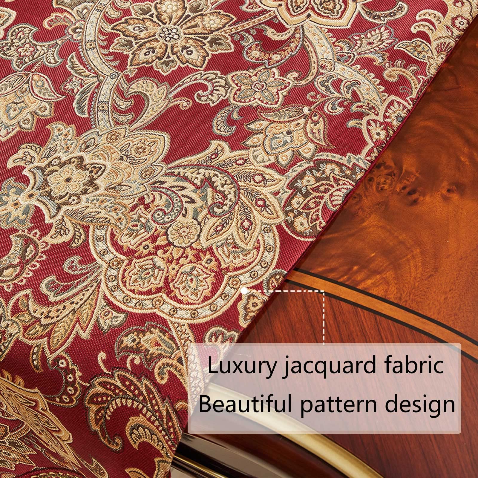 Luxury Vintage Table Runners 72 Inches Long Embroidery Jacquard Fabric With Multi-Tassels Table Runners For Dining Room Dresser
