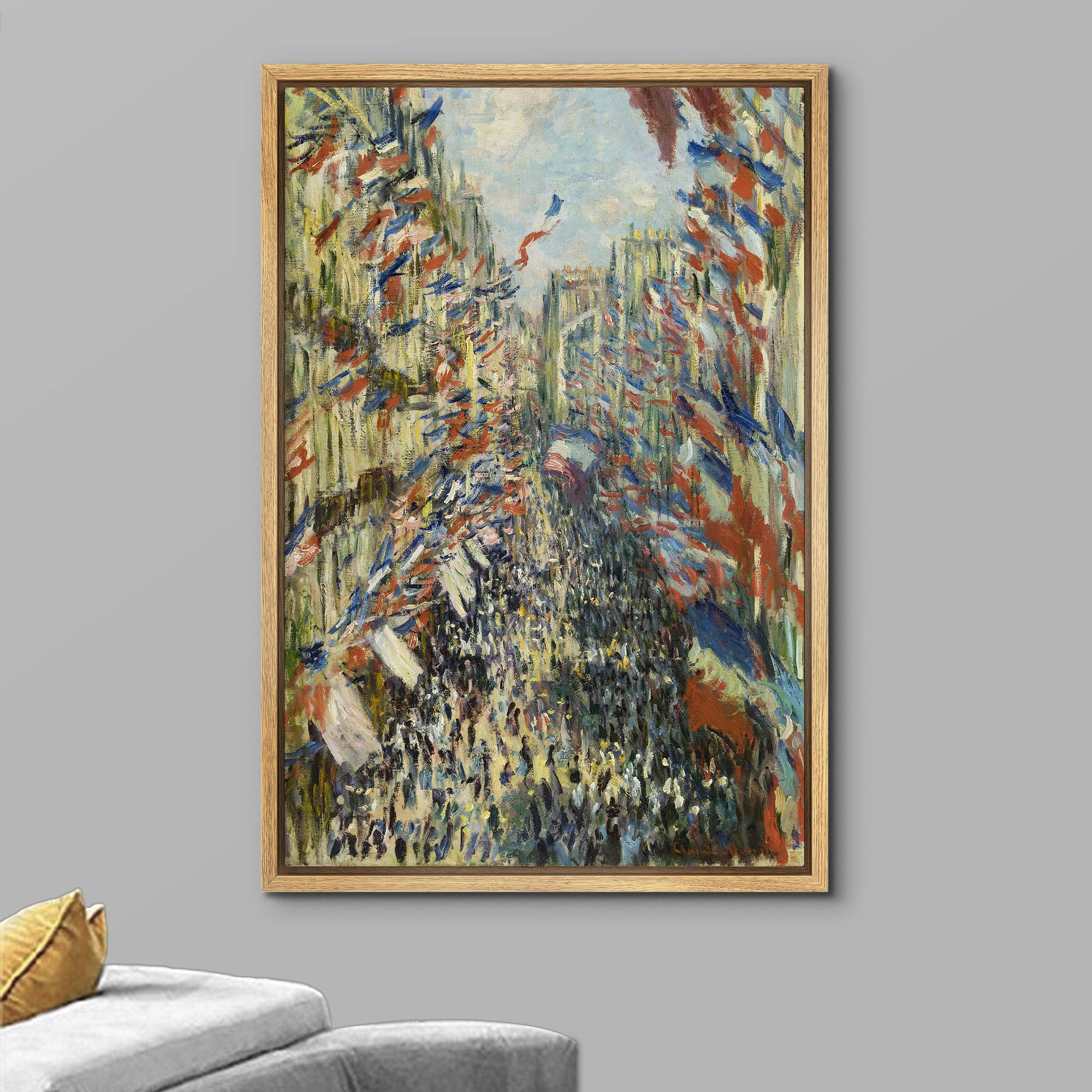 Wall26 Framed Canvas Print Wall Art The Rue Montorgueil In Paris By Claude Monet Historic Cultural Illustrations Impressionism S