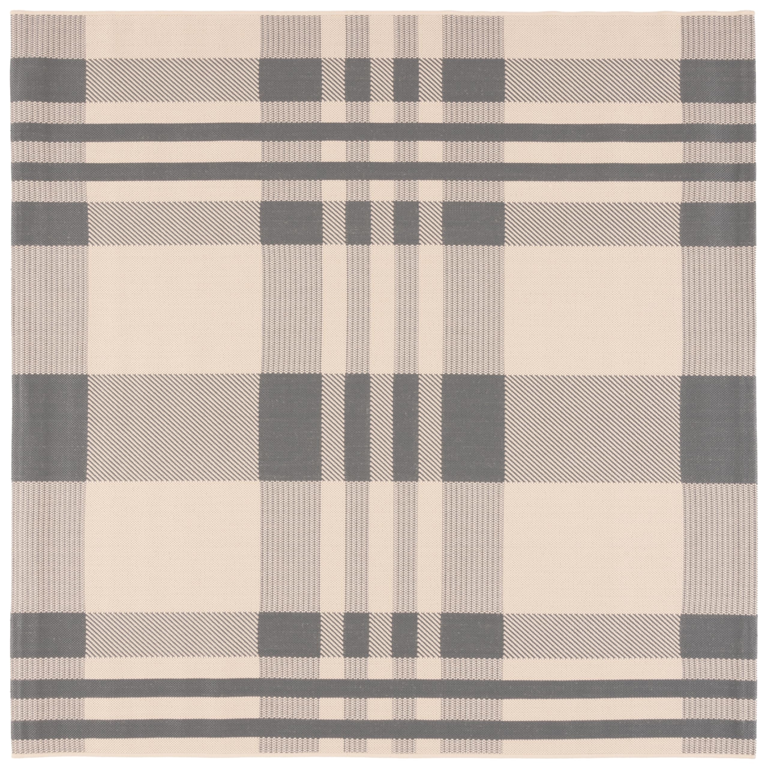 SAFAVIEH Courtyard Collection 67 Square Grey/Bone CY6201 Plaid Indoor/ Outside Waterproof Easy cleansingPatio Backyard Mudroom 