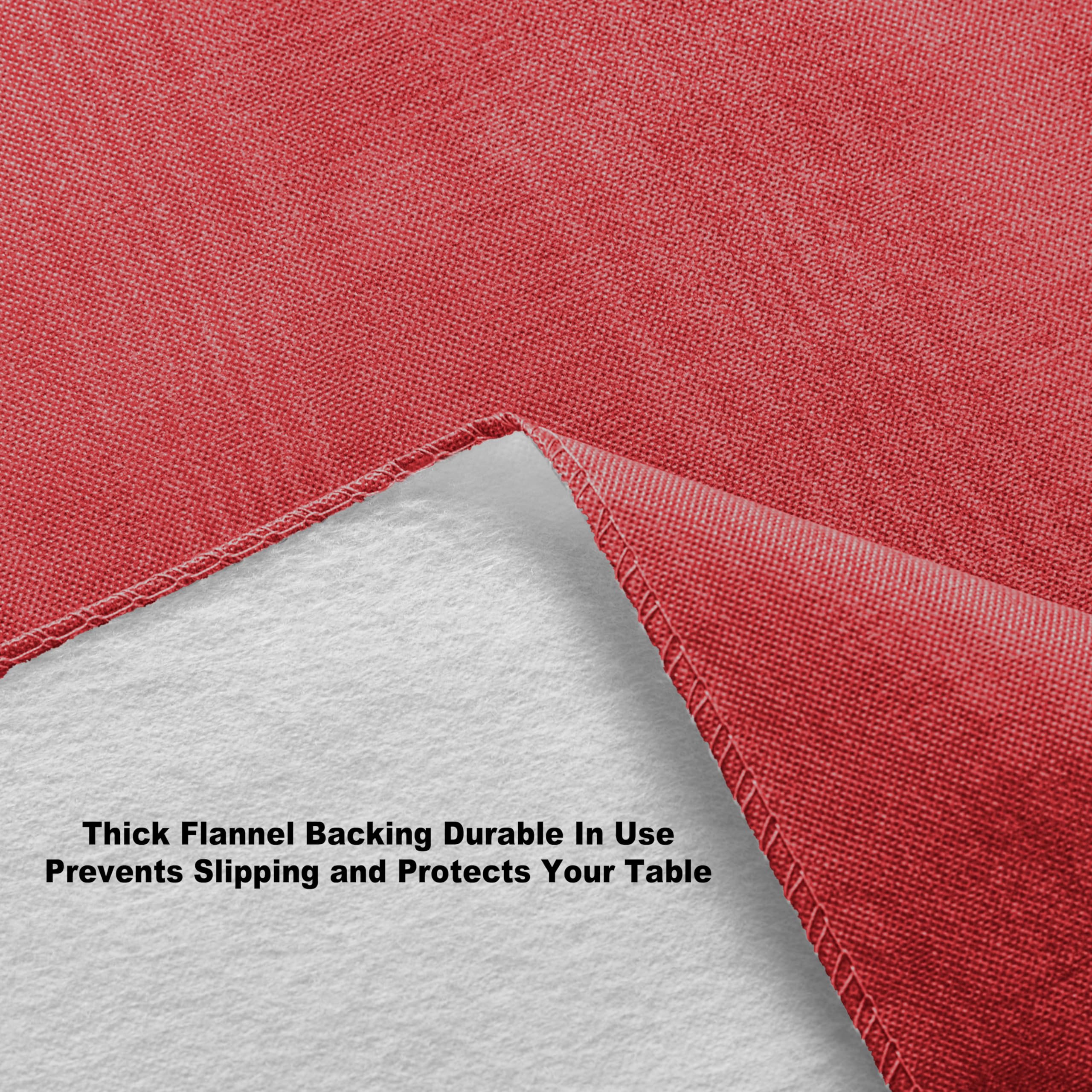 Newbridge Red Moire Wavy Solid Color Print Heavy Weight Vinyl Flannel Backed Tablecloth, Indoor/Outdoor Vinyl Tablecloth With Fl
