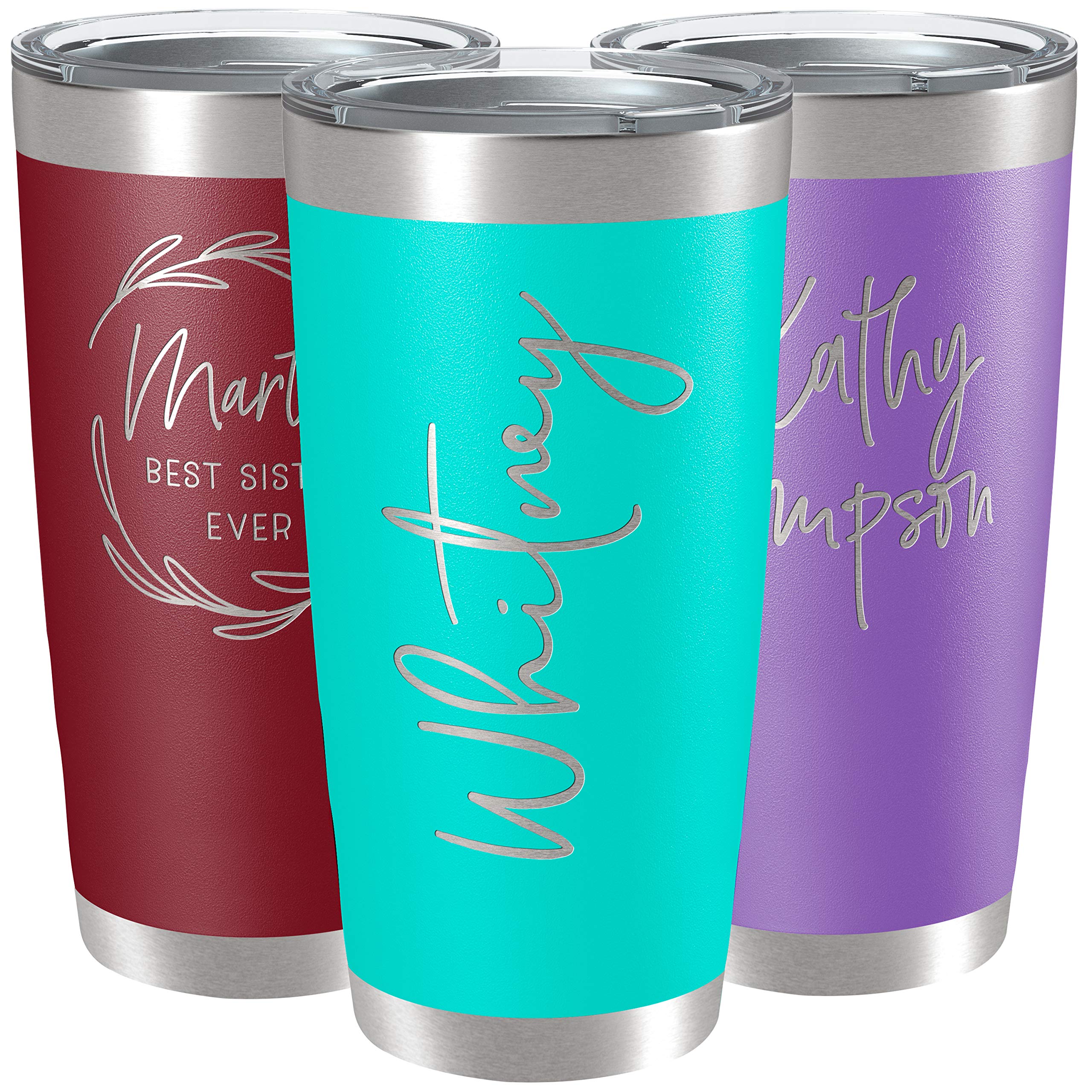 Personalized Tumblers, Stainless Steel 20 Oz Tumbler W/Lid I Personalized Cups Double Walled Insulated Coffee Cup For Travel - T