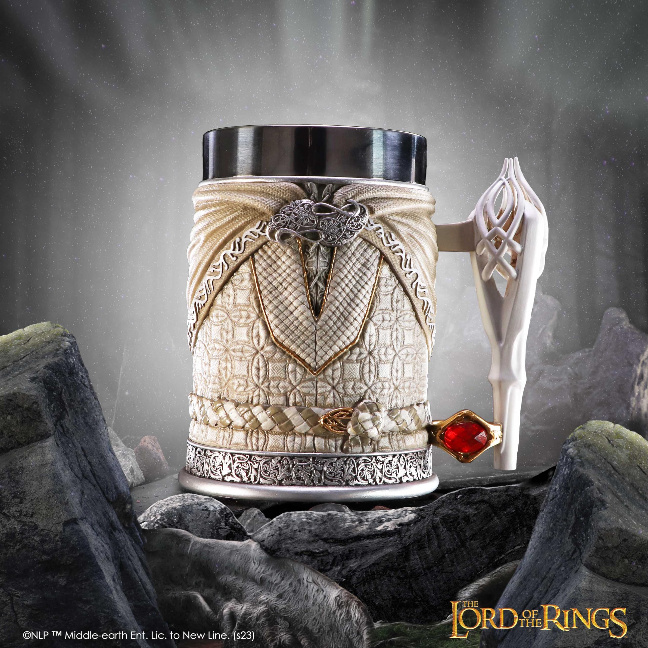 Nemesis Now Lord of the Rings Gandalf The White Tankard 15cm, Resin, White, Officially Licensed Lord of the Rings Merchandise, C