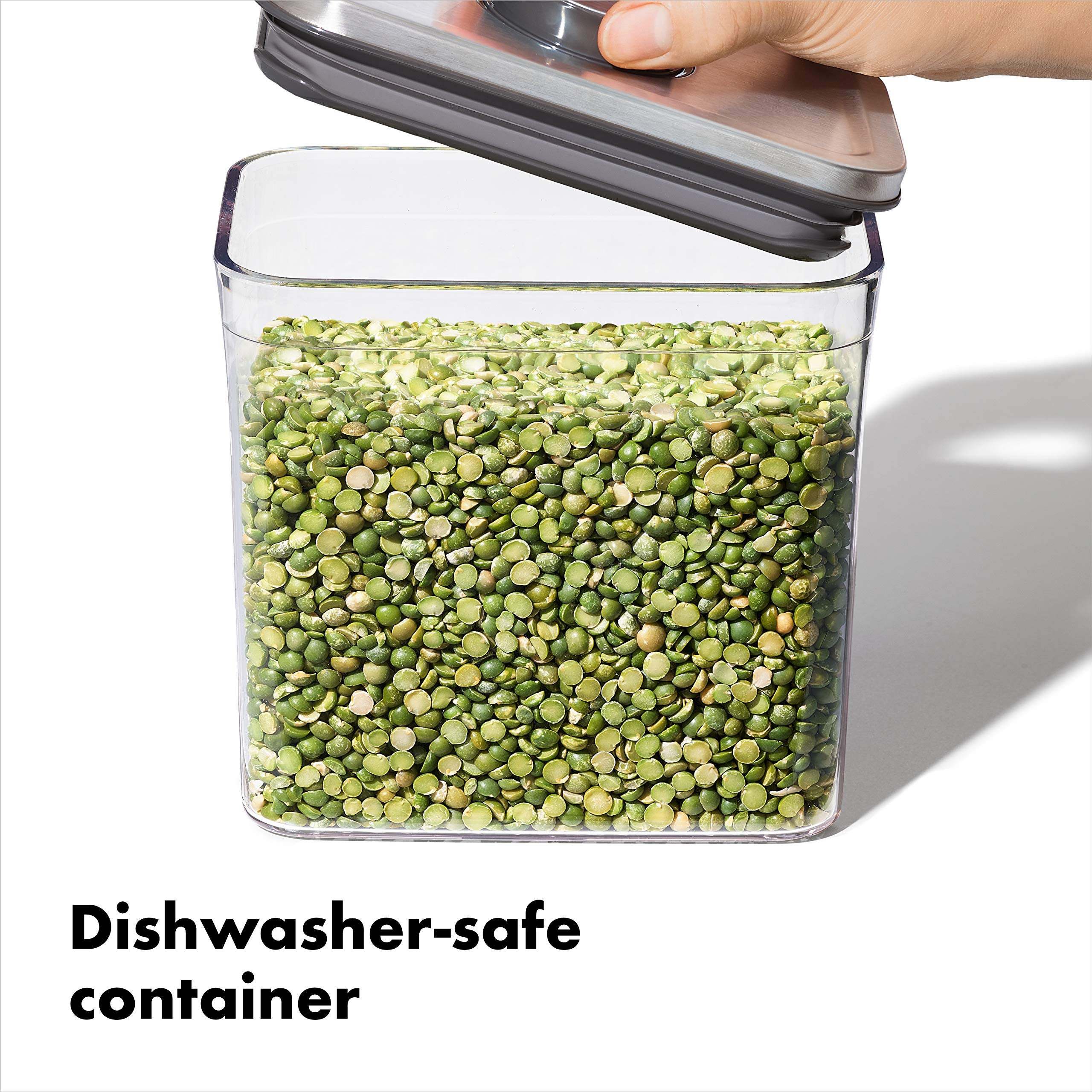 Oxo Steel Pop Container Small Square Short (1.1 Qt/1 L) - Airtight Food Storage - Ideal For Brown Sugar, Tea,Grey