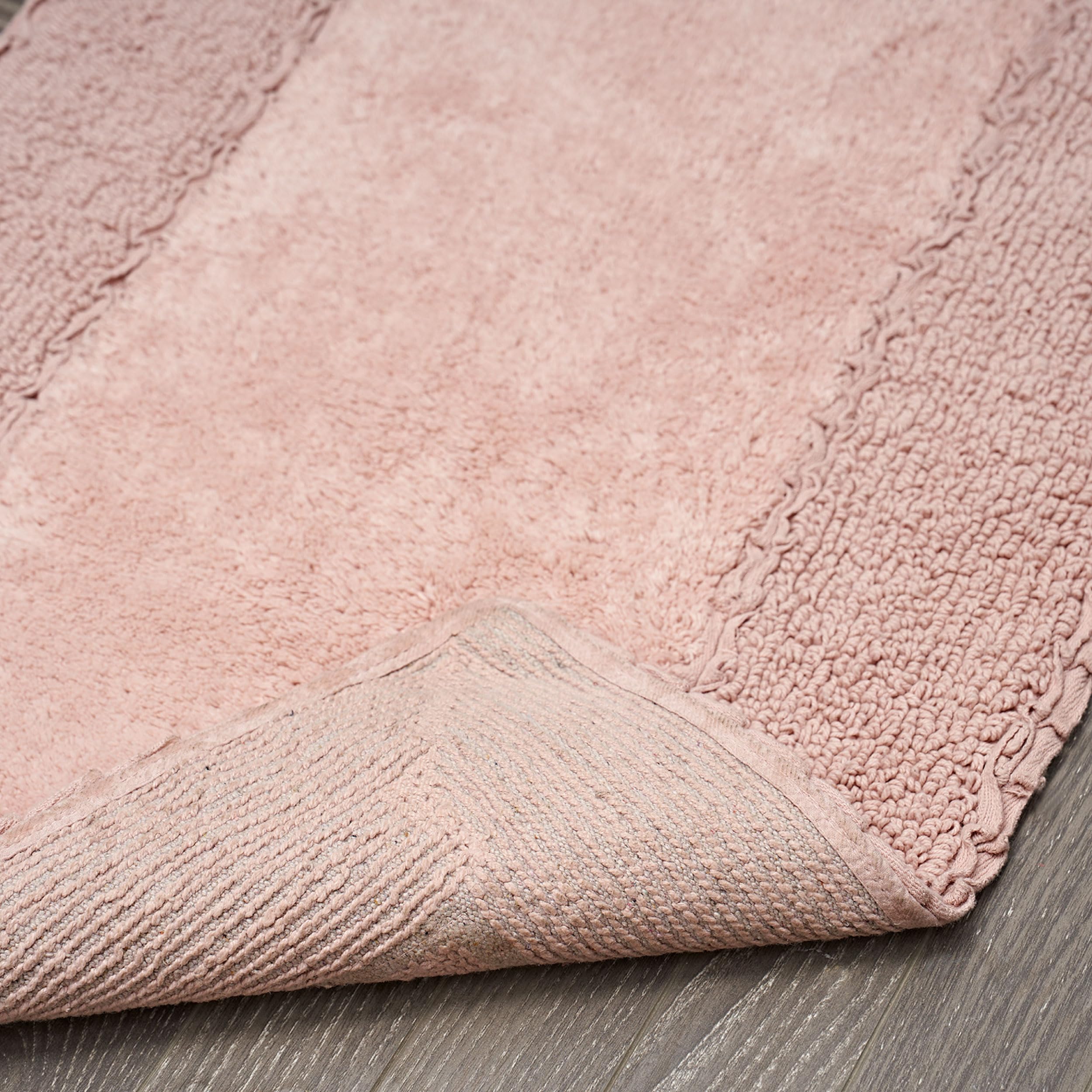 Laura Ashley Ruffle Cotton 2-Piece Bath Rug Set, Blush