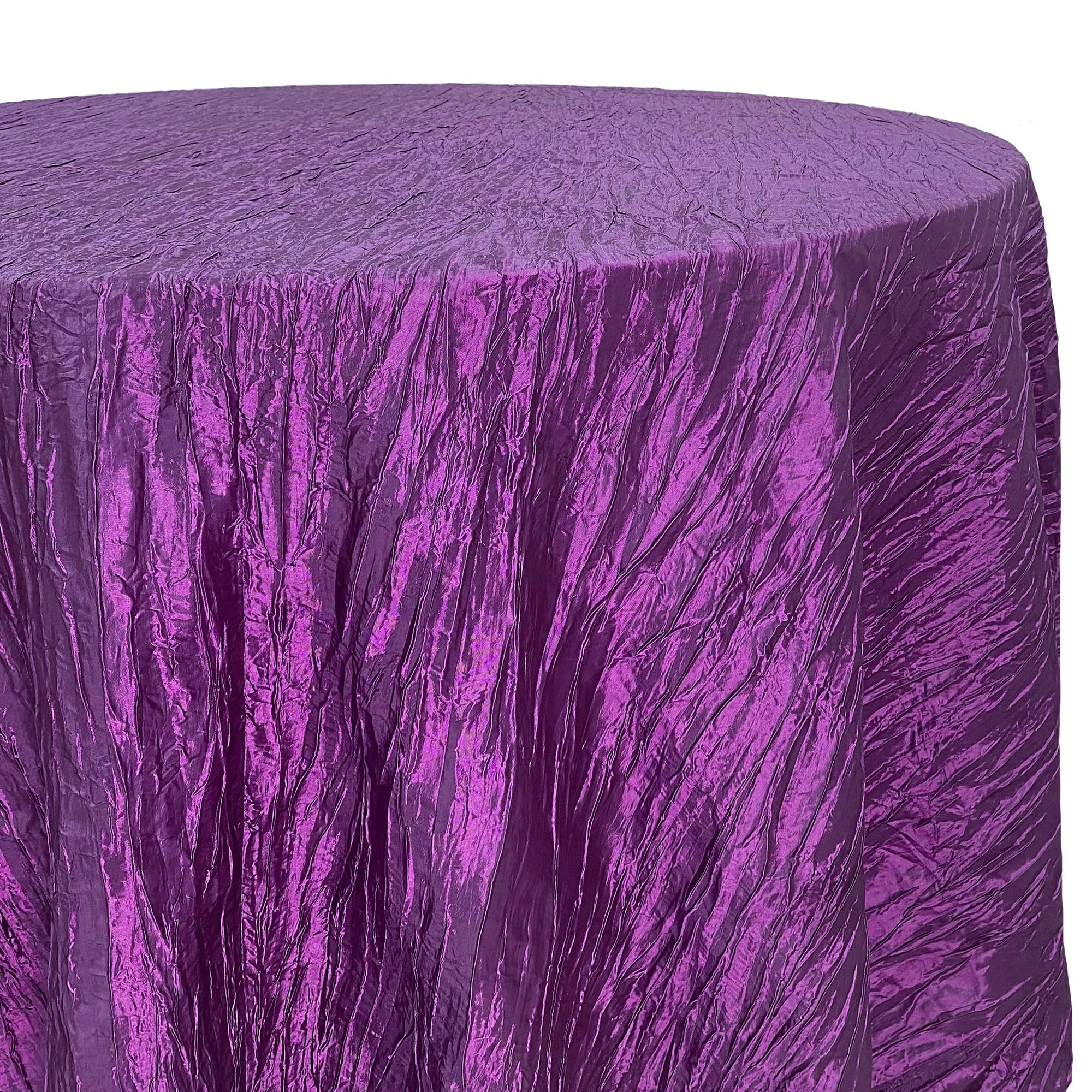Your Chair Covers - 132 Inch Round Crinkle Taffeta Tablecloth - Purple  Crushed Shiny Dining Table Cloth for Wedding Party Birthday Baby Bridal Shower