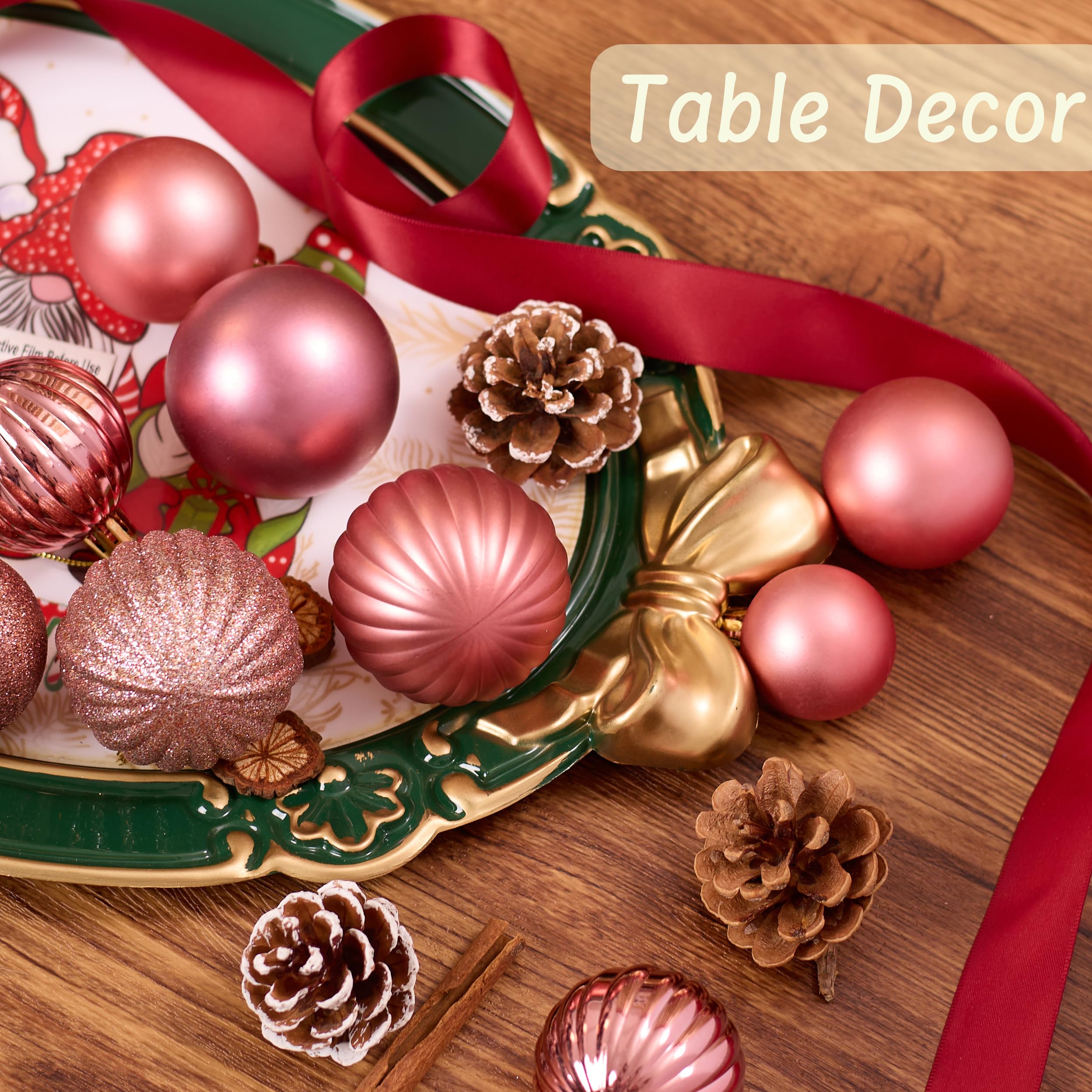 DounakeEvth 50ct Pink Christmas Balls Ornaments for Xmas Tree, Shatterproof Christmas Tree Decorations Hanging Ball for Holiday