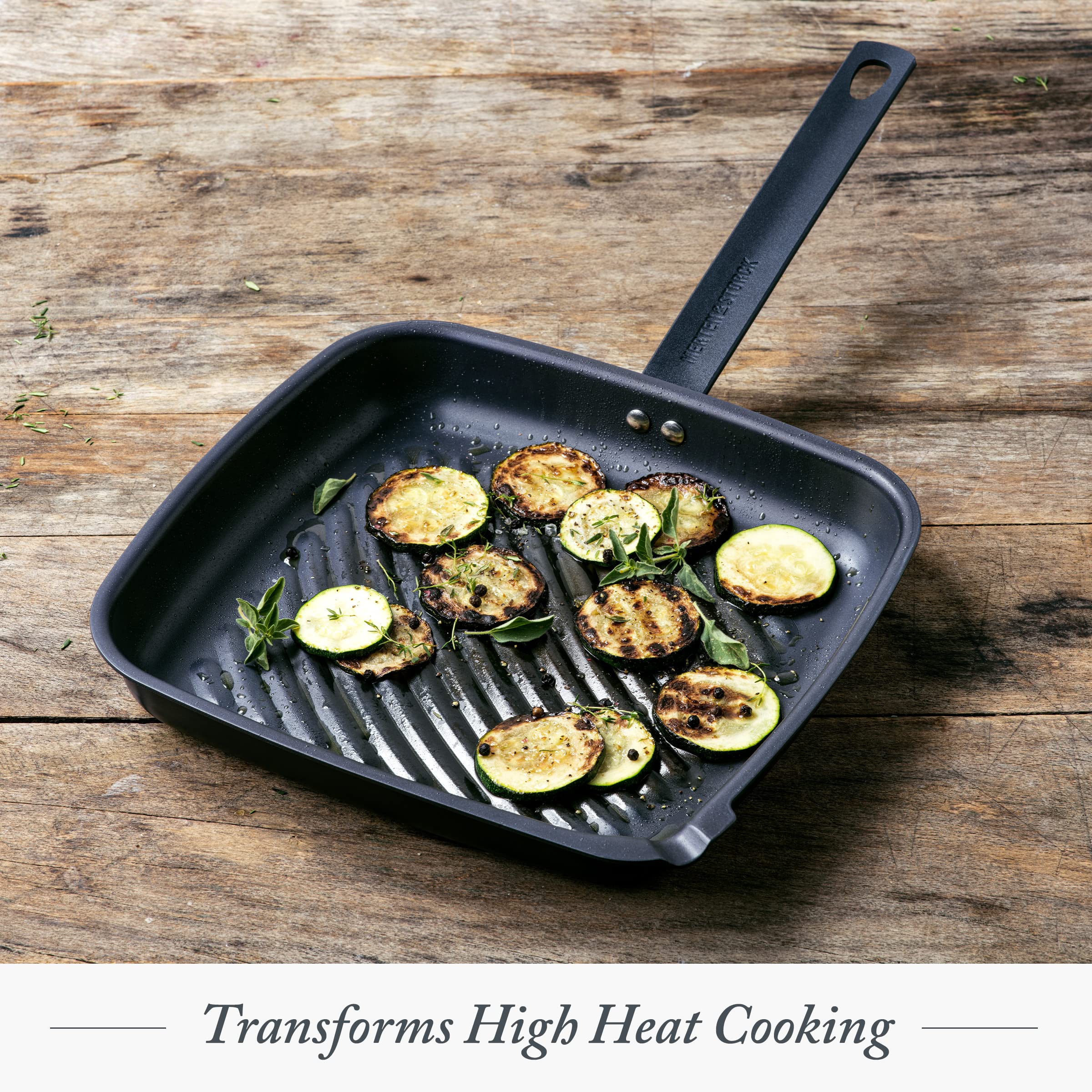 Merten & Storck Pre-Seasoned Carbon Steel Square Grill Pan, Cast Iron, Lightweight And Durable, Sear Grill Broil Fry, Indoor Out
