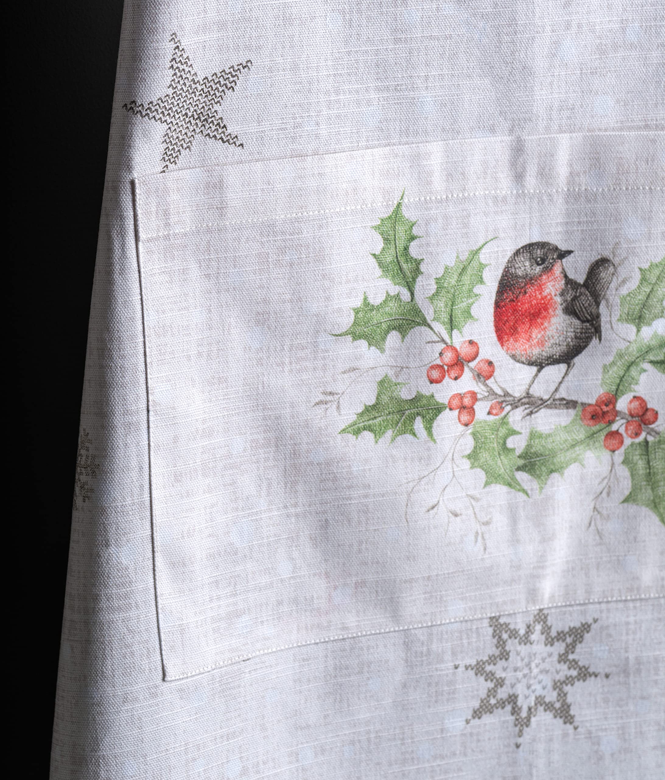 Maison D' Hermine Christmas Dew 100% Cotton 1 Piece Kitchen Apron With An Adjustable Neck & Visible Center Pocket With Long Ties