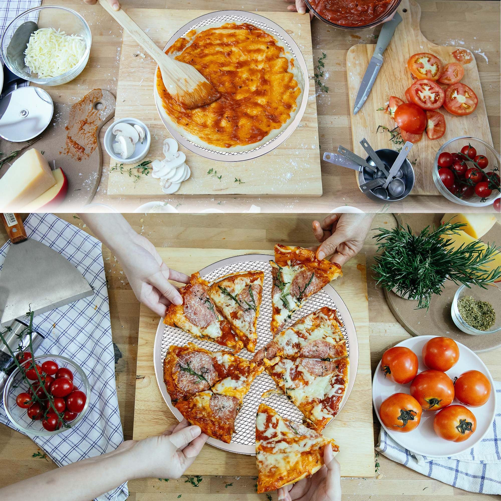 Yeuikerr 2 Pack 12 Inch Pizza Screen Non-Stick Bakeware Baking Screen, Aluminum Pizza Pan With Holes Pizza Mesh, Seamless