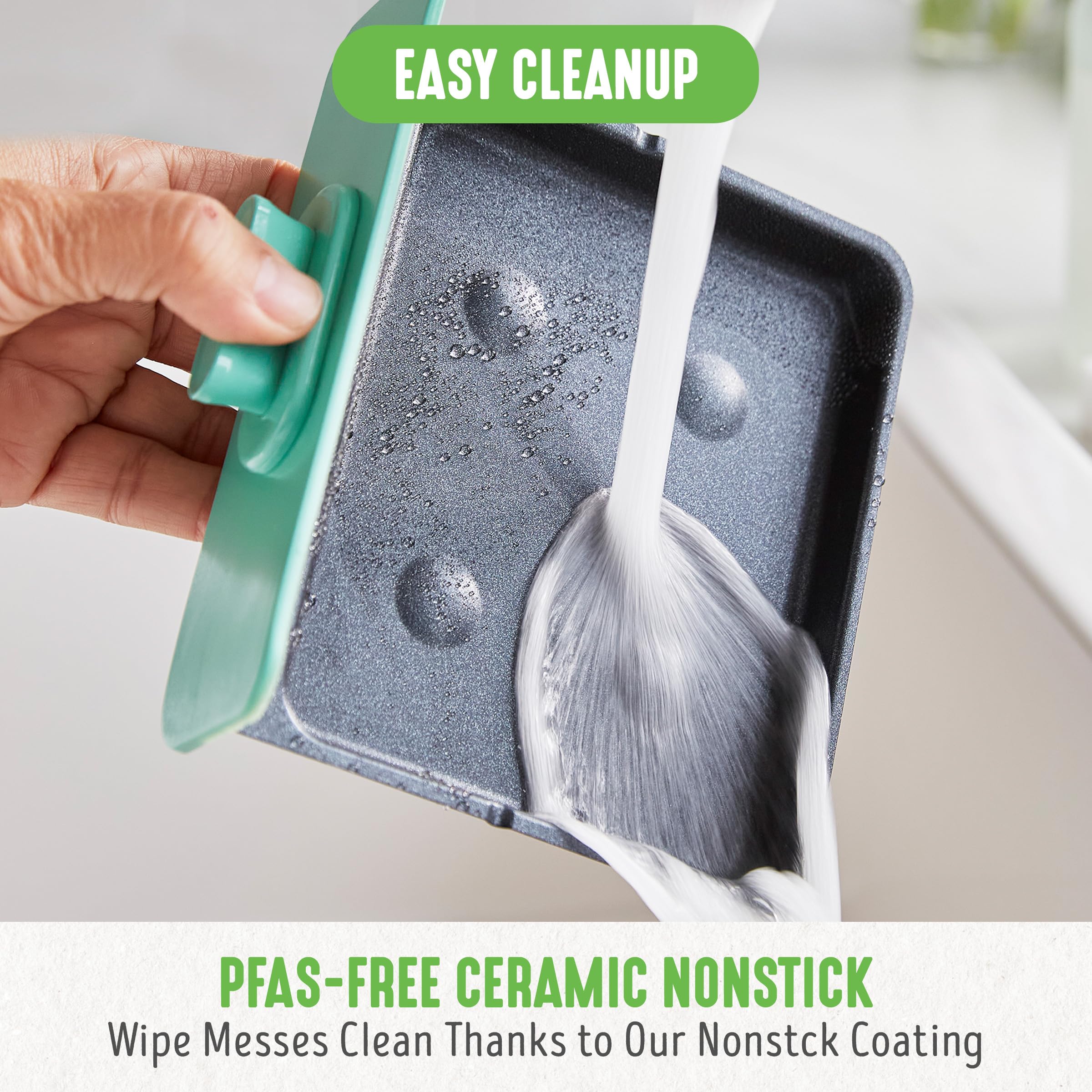 Greenlife 3-In-1 Breakfast Maker Station, Healthy Ceramic Nonstick Dual Griddles For Eggs Meat And Pancakes, 2 Slice Toast Drawe