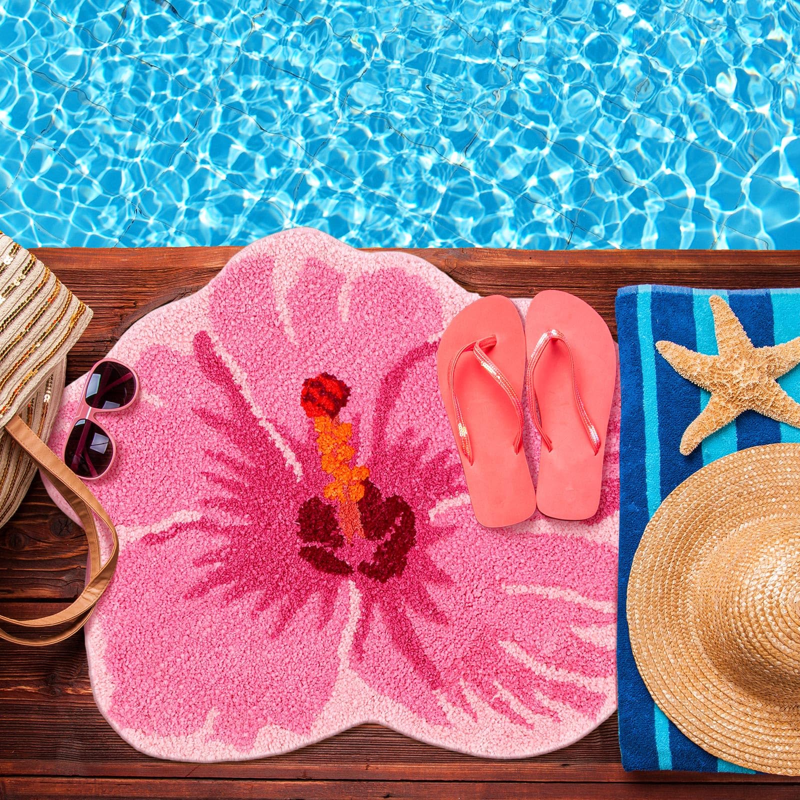 Drydiet Flower Shower Mat Summer Bathroom Rug Flower Bathroom Rug Cute Summer Door Mat Bath Mat For Kids Flower Shape Shower Mat