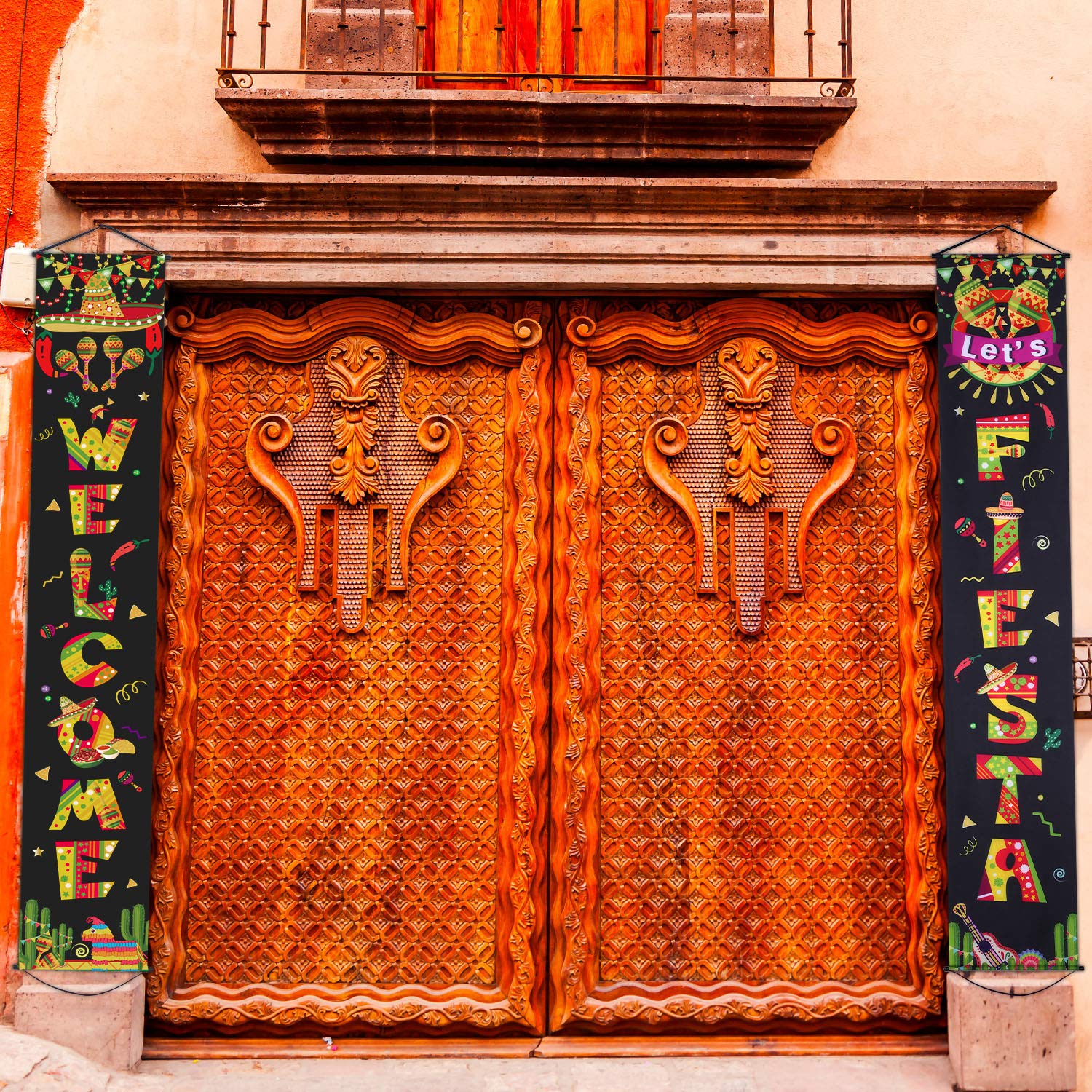 Mexican Fiesta Party Decoration Set Porch Sign Welcome Fiesta Banner Hanging Decoration For Indoor/Outdoor Carnival Fiesta Wall