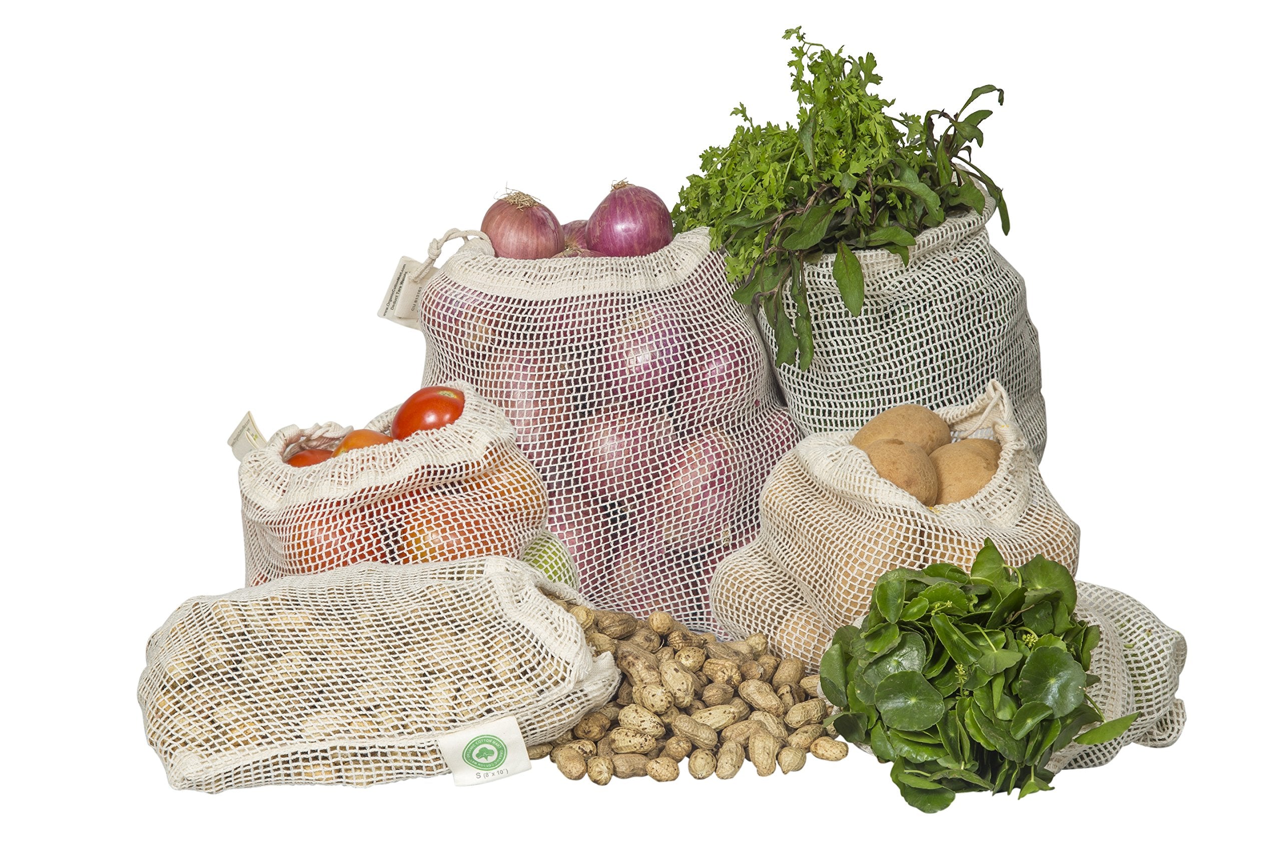 Mesh Grocery Bags - Veggie Bags Reusable - Reusable Mesh Fruit, Vegetable Bags - Eco-Friendly Produce Bags - Cotton Net Bags For