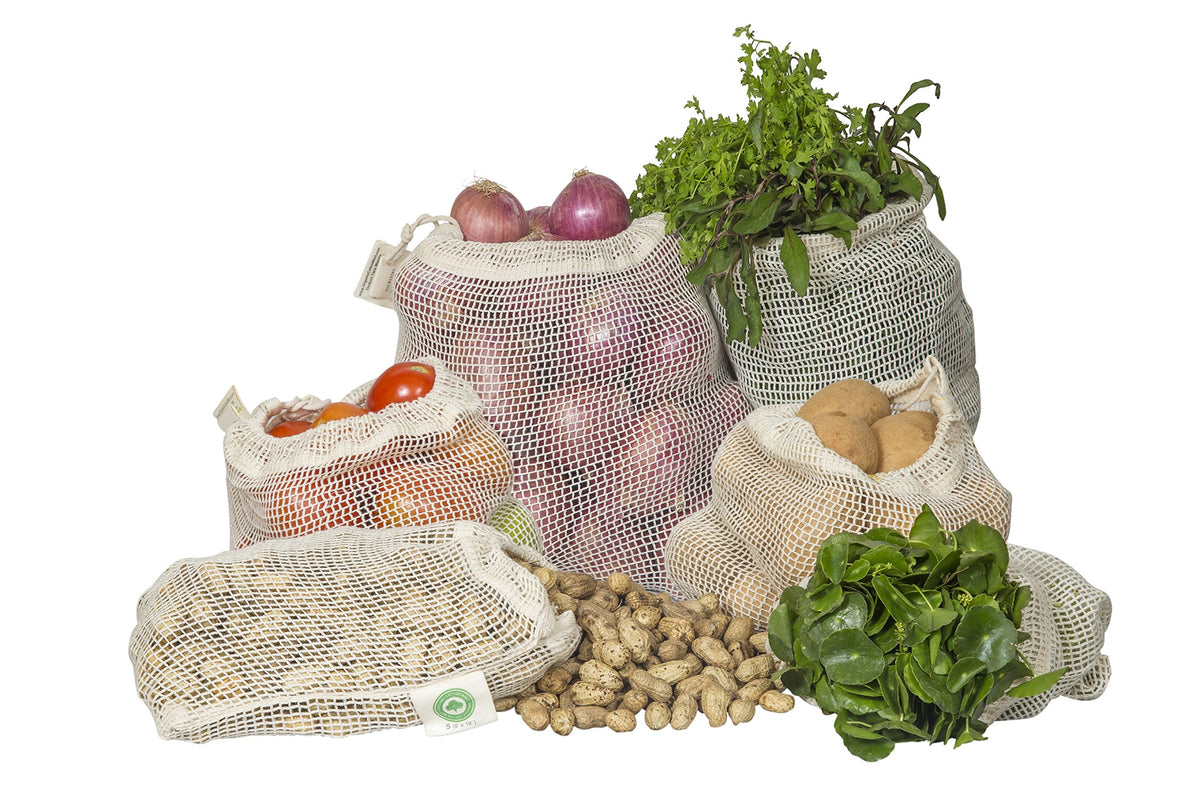 Mesh Grocery Bags - Veggie Bags Reusable - Reusable Mesh Fruit, Vegetable Bags - Eco-Friendly Produce Bags - Cotton Net Bags For