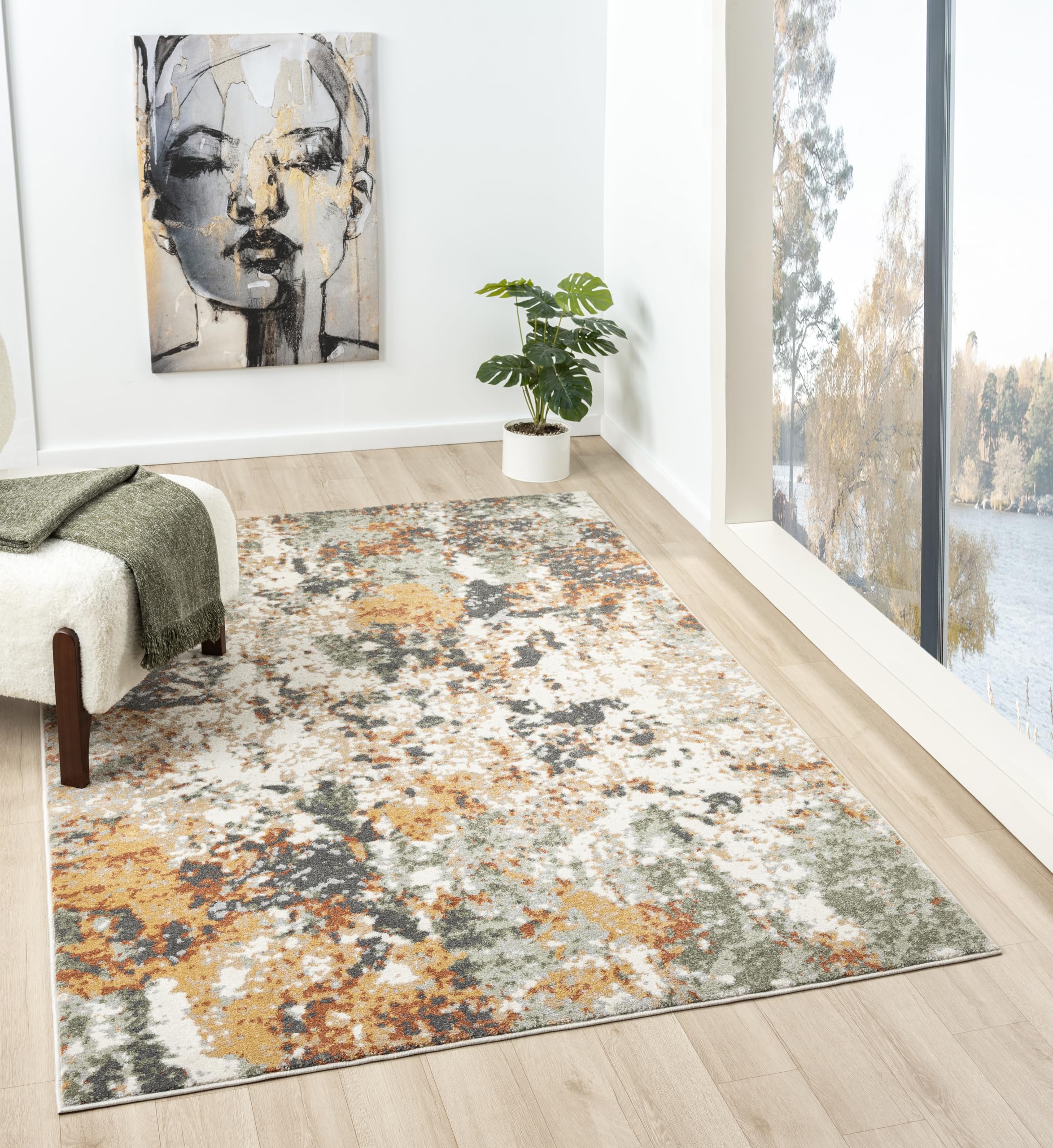 Keen Home Design Area Rugs - 4x6 Non-Shedding, Abstract Rugs for Kitchen, Living Room, Bedroom, Dining Room, Entryway - Size: 4