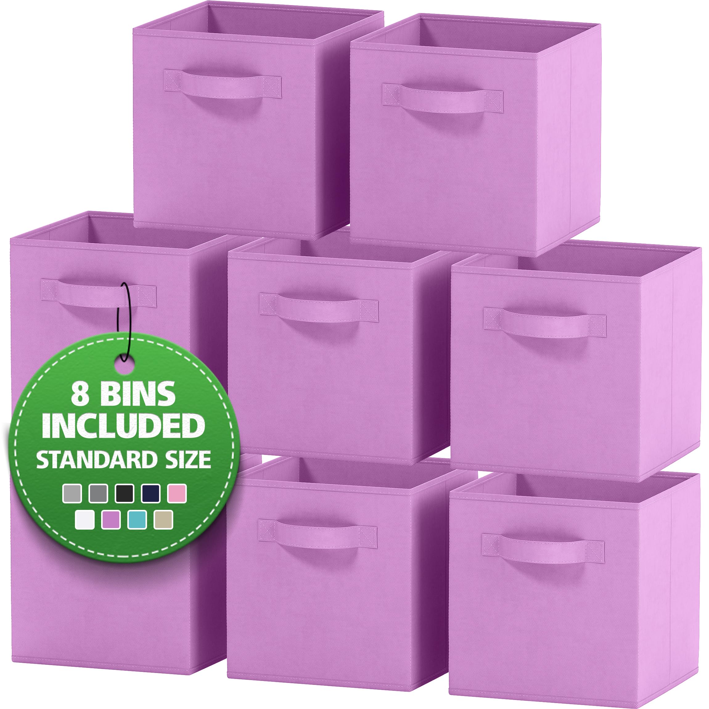 Royexe Cube Storage Baskets for Organizing - 11 Inch - Set of 8 Heavy-Duty Storage Cubes for Storage and Organization  Makes The Perfect Bins for Cubby Storage Boxes or Cube Storage Organizer (Purple)