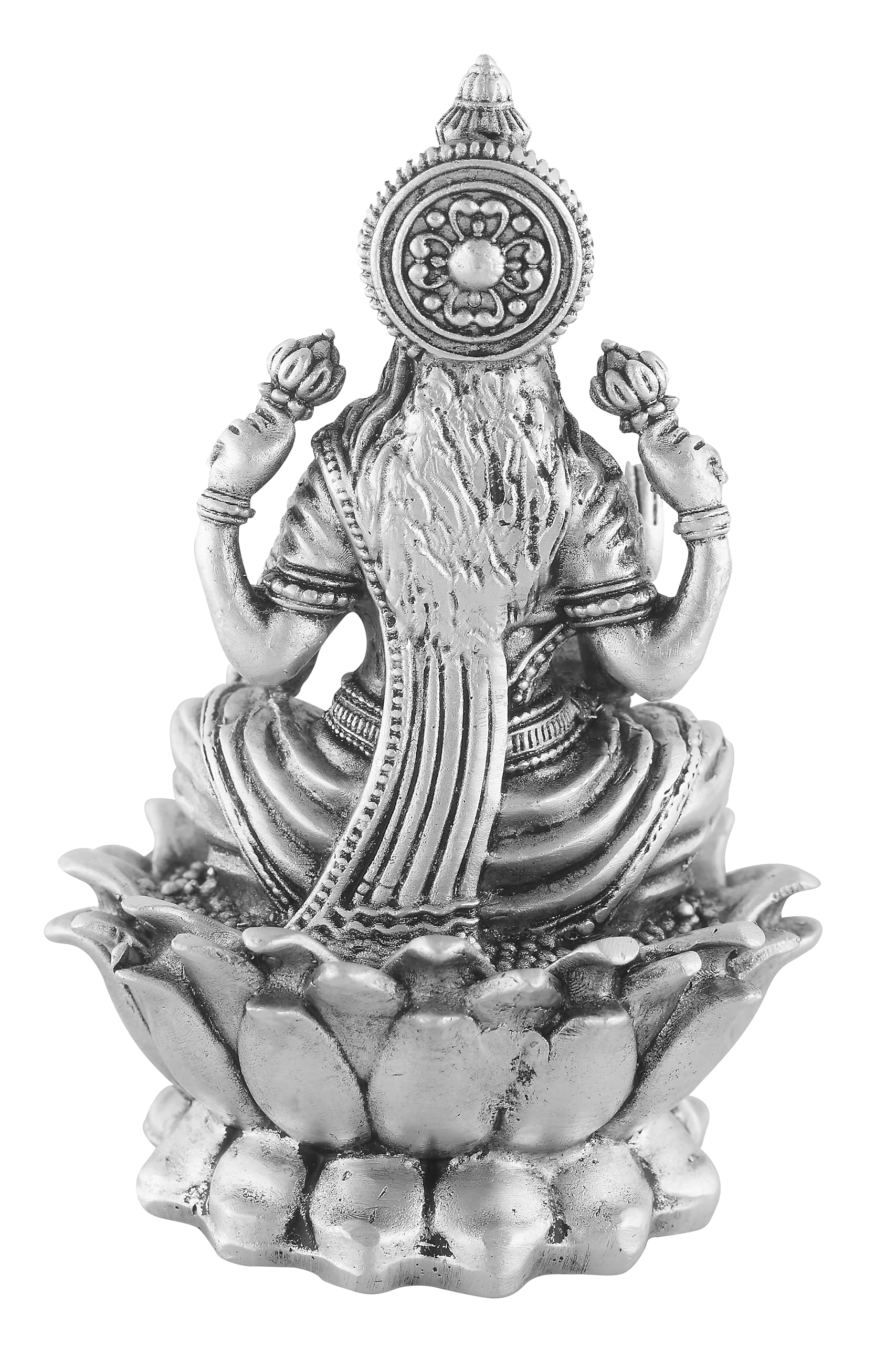 Prd Caratcafe Silver Kamal Laxmi Murti For Car, Home & Office.Pure 925 Solid Chandi Metal Idol Of Maa Lakshmi. Antique Gift Item