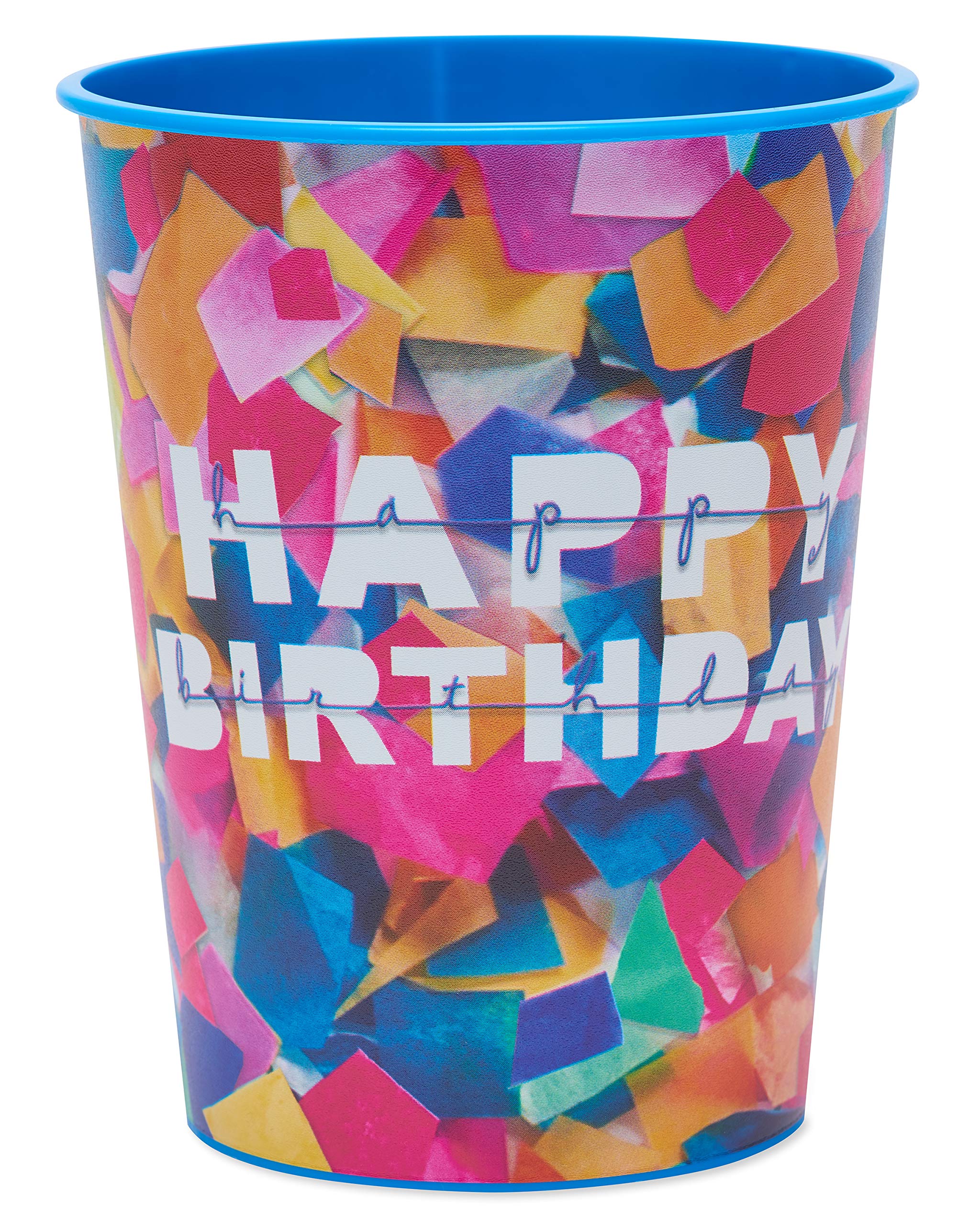 American Greetings Confetti Birthday Party Supplies, 16 Oz. Reusable Plastic Cups (8-Count)