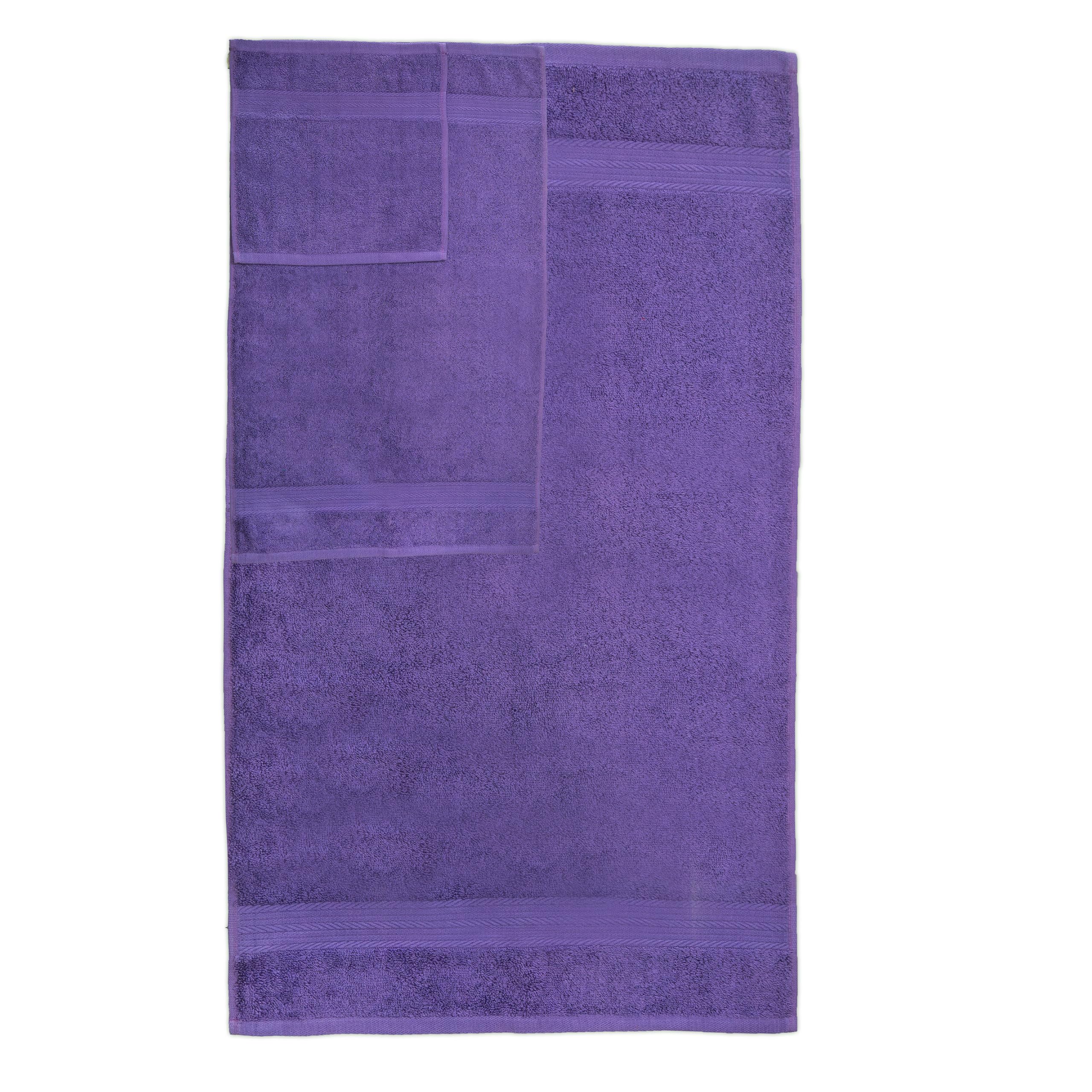 Ample Decor Bathroom Towel Set of 18-4 Hand Towel  4 Bath Towel  10 Wash Cloths - Oeko Tex Certified 600 GSM 100% Cotton - High Absorbency Quick Drying  Ideal for Gifting - Purple