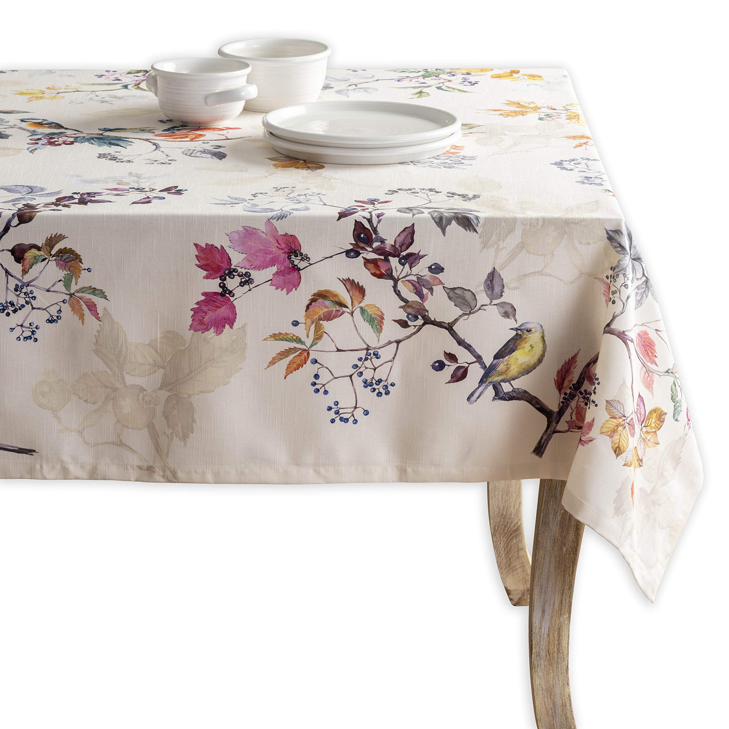 Maison D Hermine Equinoxe - Beige 100% Cotton Tablecloth Kitchen Dining Table Cloth For Rectangle Tables Farmhouse Tabletop Cove