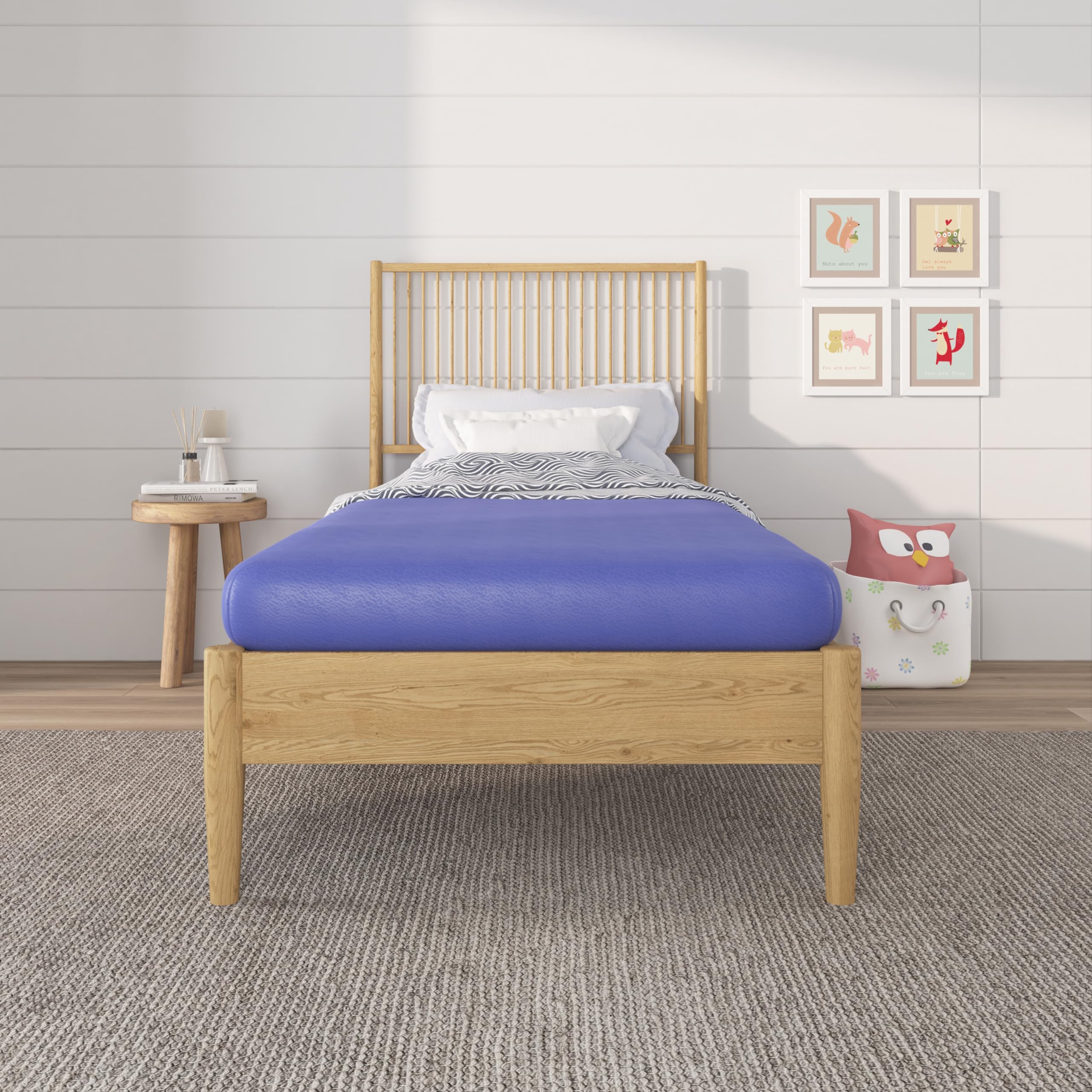 NapQueen 5 Inch Twin Memory Foam Mattress, Medium Feel, CertiPUR-US Certified, Bed in a Box, Breathable Soft Fabric Cover, Blue