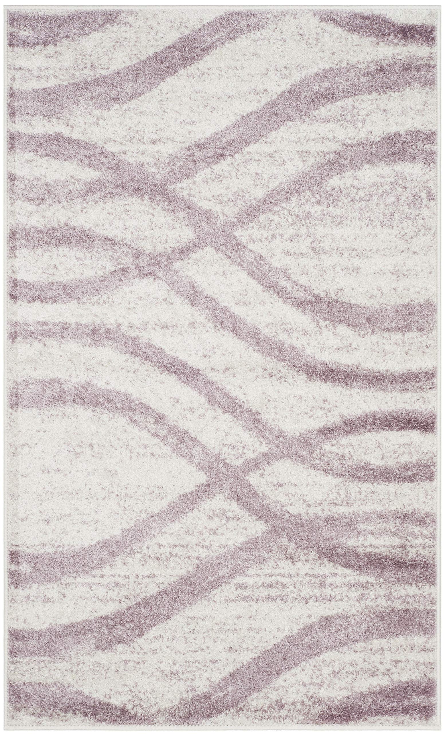 SAFAVIEH Adirondack Collection Accent Rug - 26 x 4, Cream & Purple, Modern Wave Distressed Design, Non-Shedding & Easy Care, I