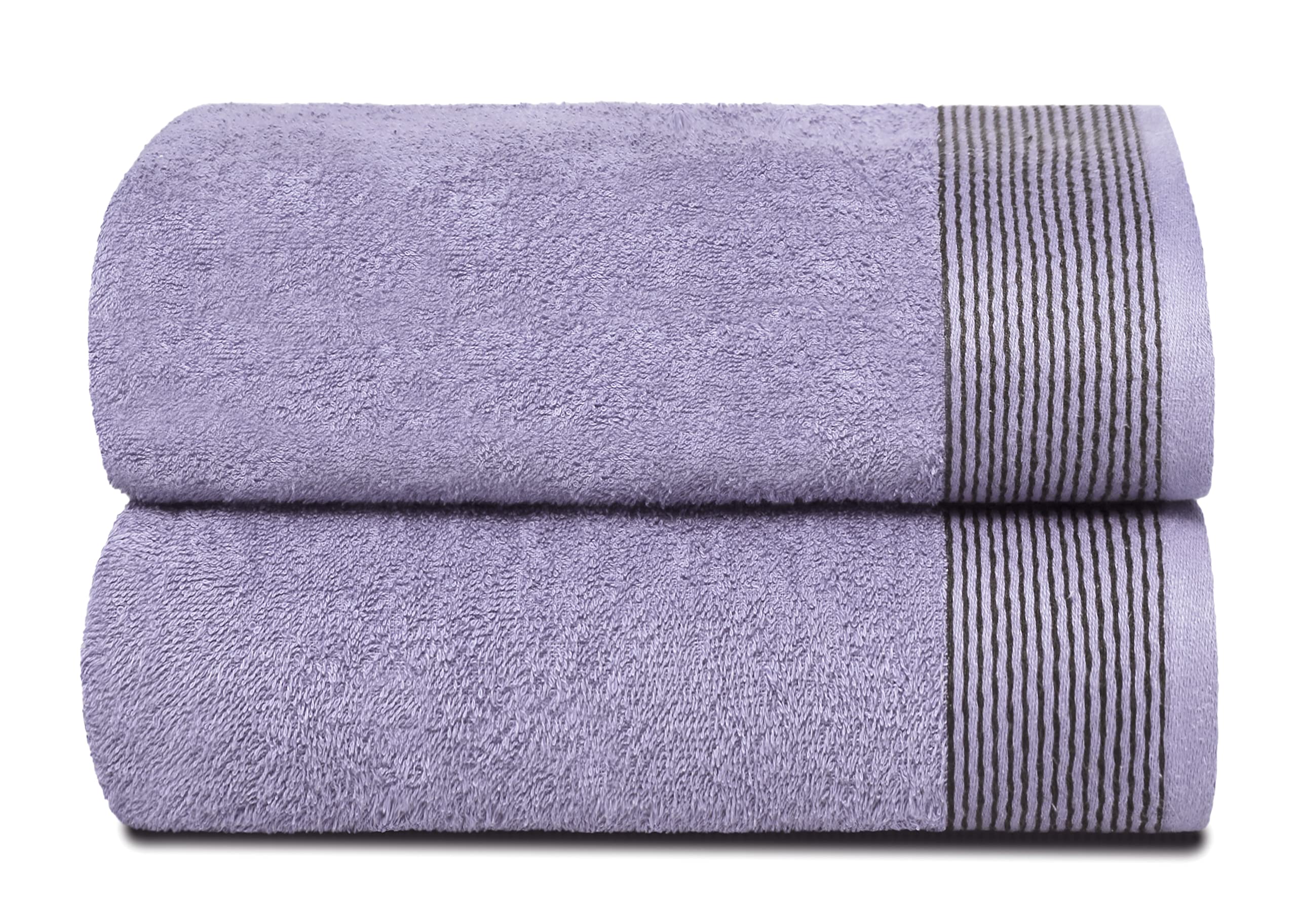 Belizzi Home Ultra Soft 2 Pack Oversized Cotton Bath Towels, 28X55 Inches, Purple