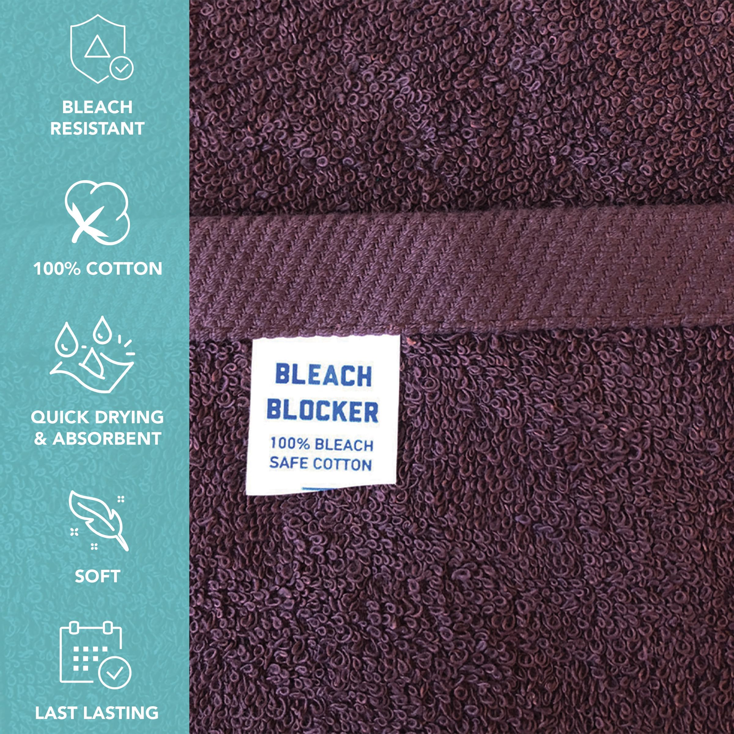 Arkwright Bleach Safe Sr. Salon Towels Bulk - (Case of 144) 100% Ring Spun Cotton Super Soft  Lightweight  Quick Dry  Absorbent Hand Towel for Hotel  Spa  Cosmetology  16 x 28 in  Eggplant
