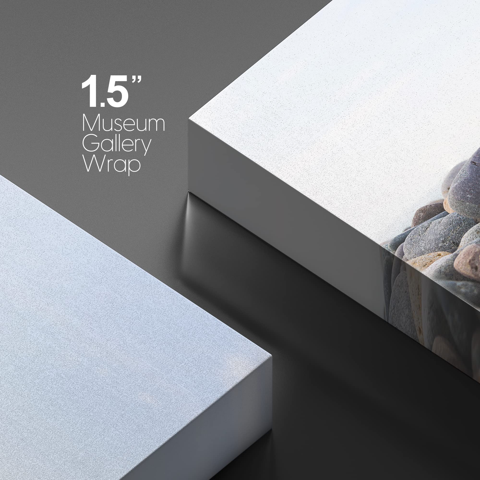 wall26 - Canvas Prints Wall Art - Zen Stones Balance  Pebbles Stack Over Blue Sea  Modern Wall Decor/Home Decoration Stretched Gallery Canvas Wrap Giclee Print. Ready to Hang - 16'' x 24''