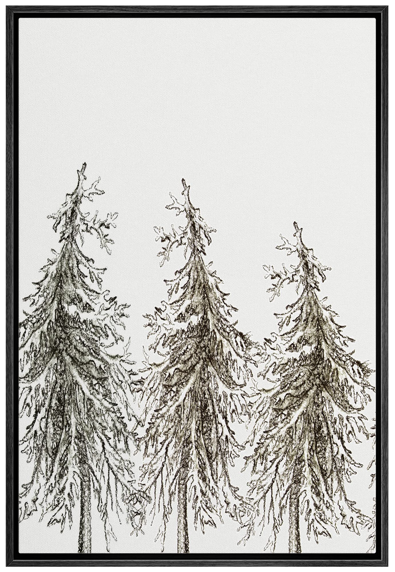 Signwin Framed Canvas Wall Art Tall Trees Geometric Patterns Digital Art Modern Art Contemporary Relax/Calm Black And White For