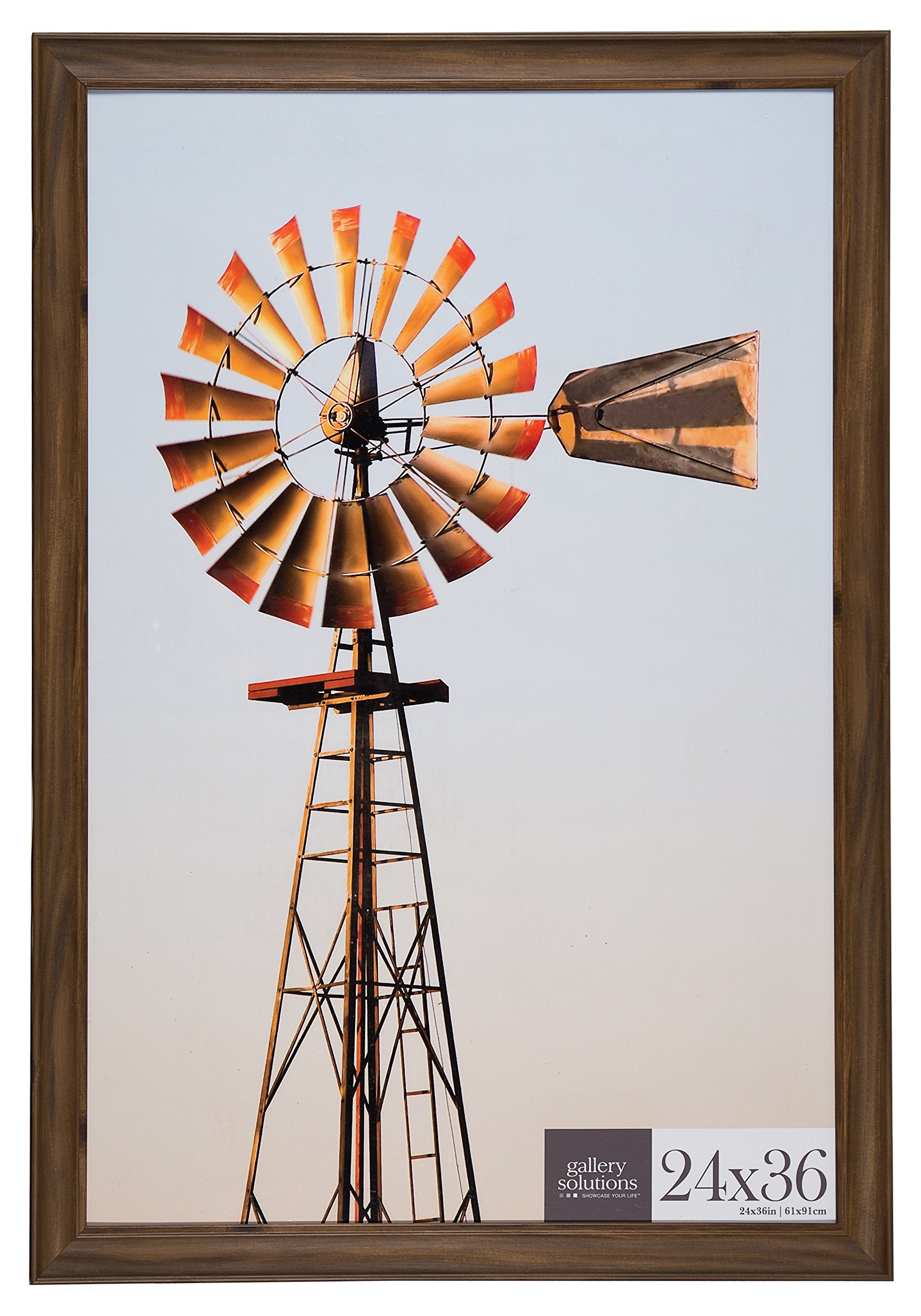 Gallery Solutions 24x36 Large Wall Hanging Picture Poster Frame, 24 x 36, Walnut (16FP2211)