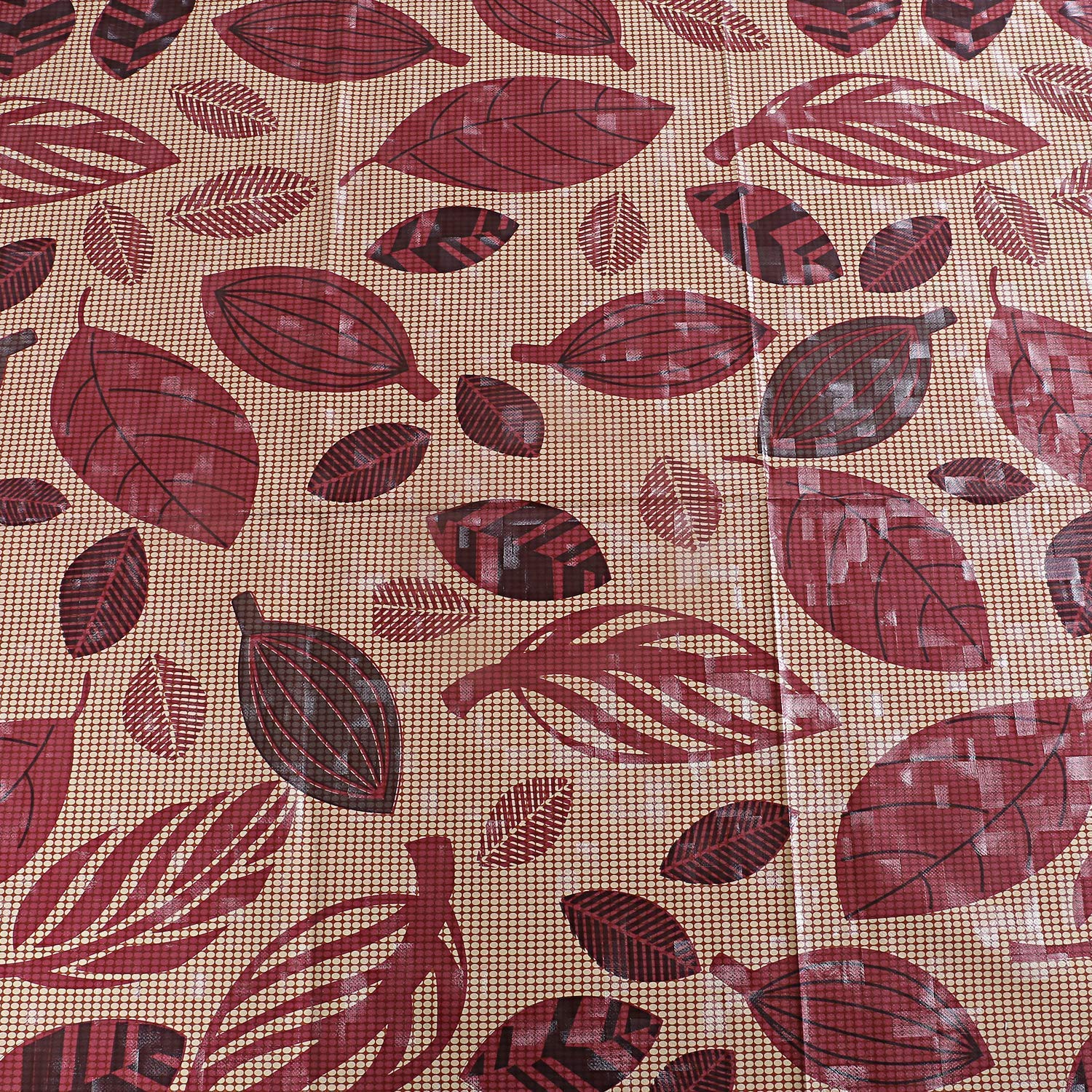 Kuber Industries Leaf Design Pvc 6 Seater Dining Table Cover 54''X78'' (Brown)-Ctktc32455