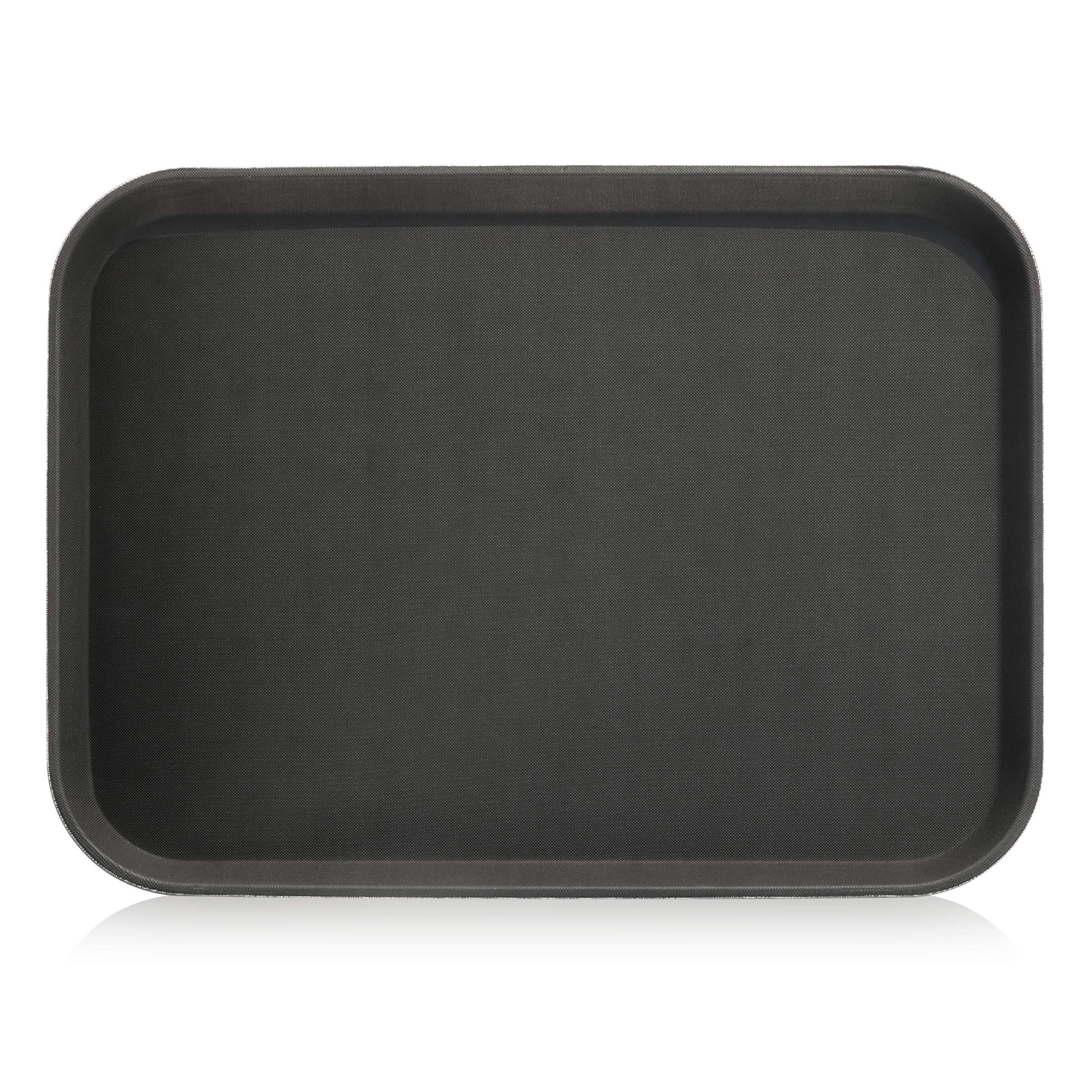 New Star Foodservice 25156 Restaurant Grade Non-Slip Tray, Plastic, Rubber Lined, Rectangular, 15-Inch X 20-Inch Black