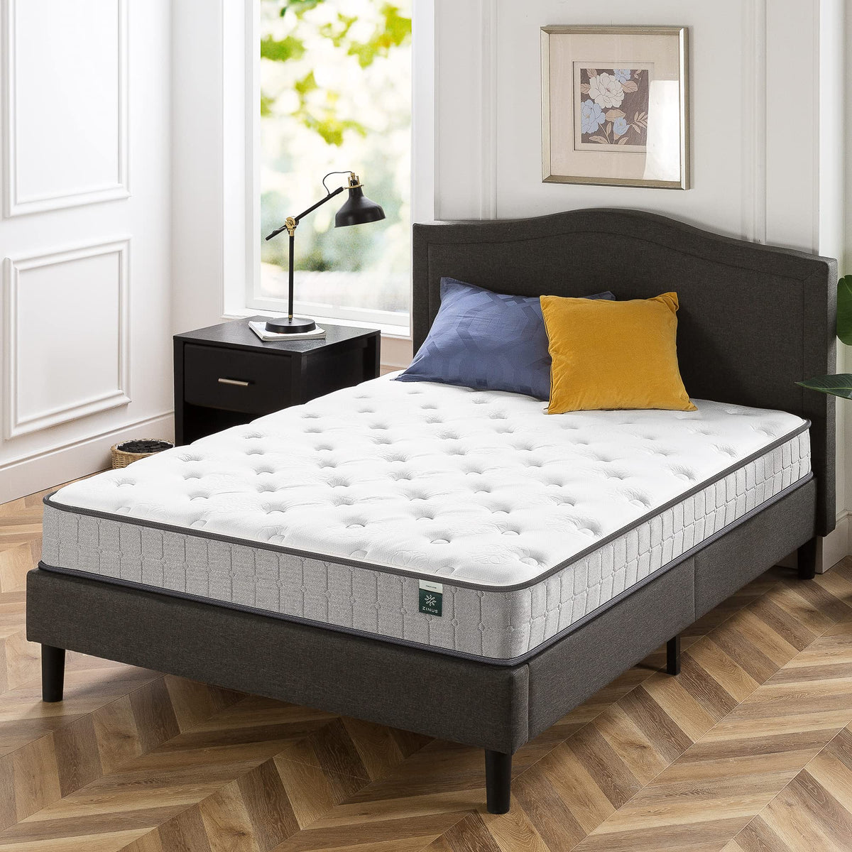 Zinus 8 Inch Comfort Support Cooling Gel Hybrid Mattress, Full, Tight Top Innerspring Mattress, Motion Isolating Pocket Springs,