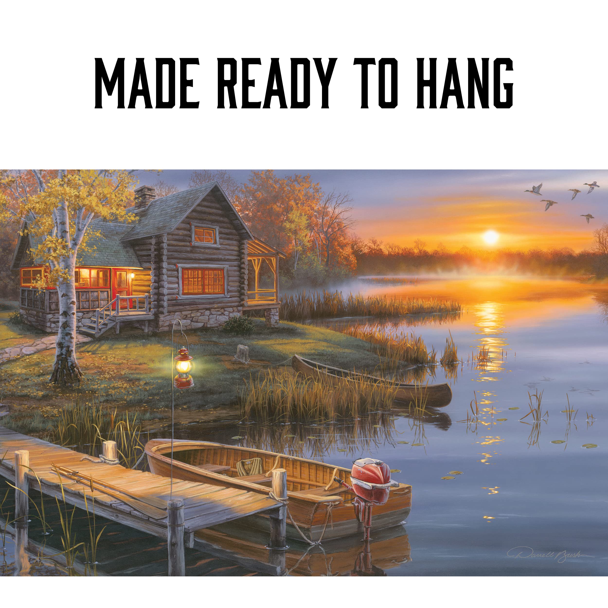 Rivers Edge Products LED Canvas Wall Art  24 by 16 Inches  Fiber Optic Light Up Wall Decor  Battery Operated Lighted Nature Canvas Print  LED Light Kitchen  Bedroom  or Home Decor  Lake Cabin