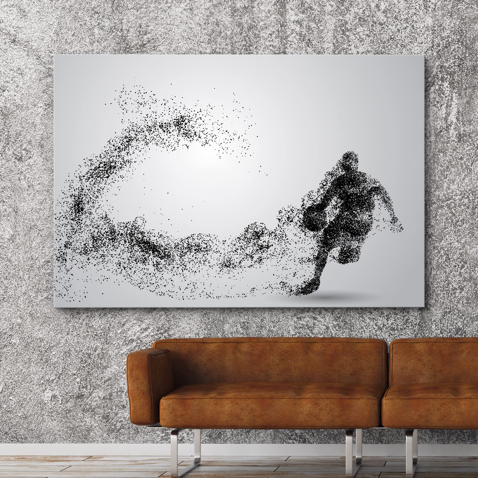 Wall26 Canvas Print Wall Art Dot Explosion Basketball Player Dribbling Ball Sports Athletes Digital Art Modern Art Rustic Scenic