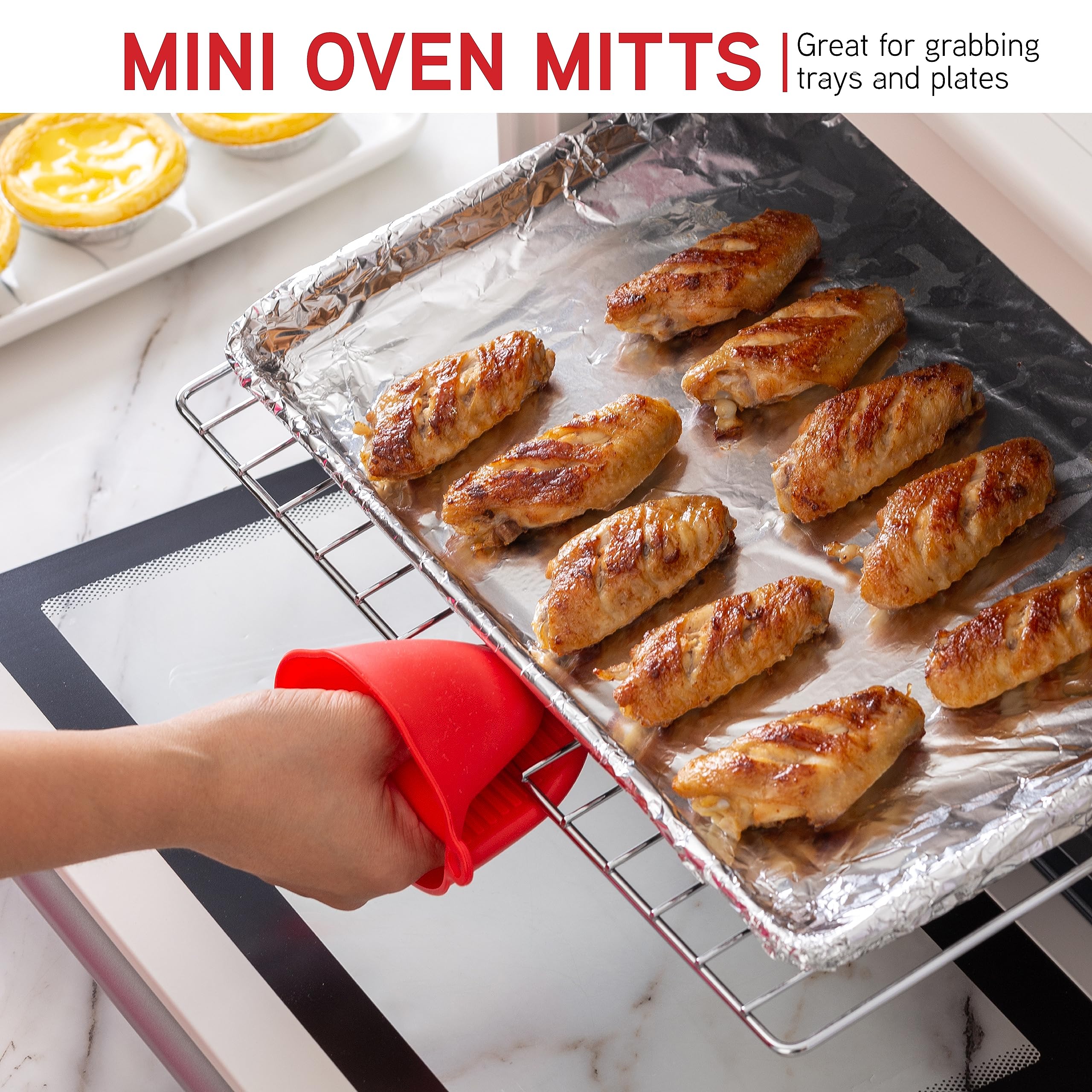 Cook With Color Silicone Oven Mitts- Heat Resistant Gloves With Soft Quilted Lining Oven Mitt Pot Holders For Cooking And Bbq, R