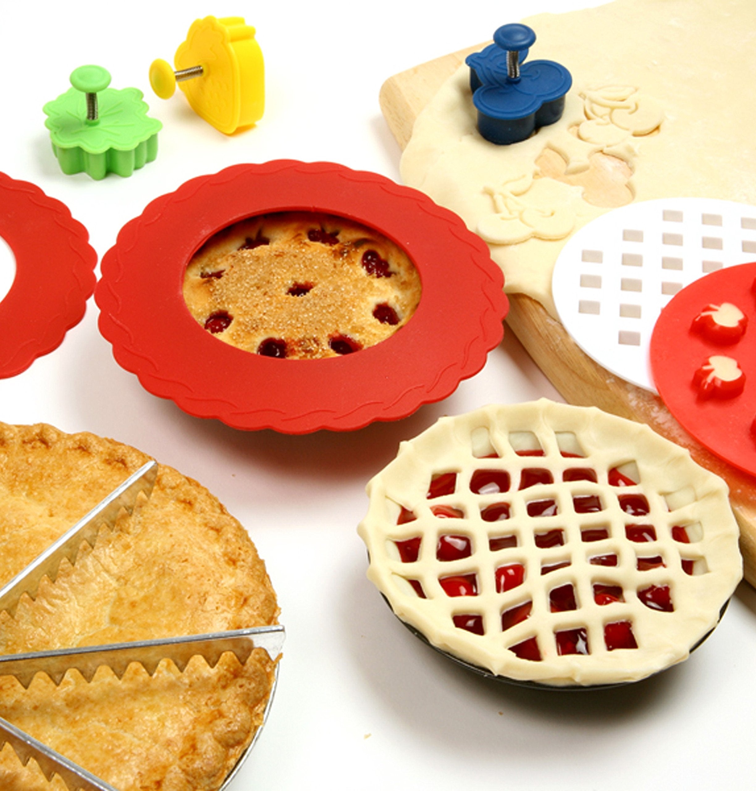 Norpro Silicone Mini Pie Pan Shields, Set Of 4, 6 Inch, Red