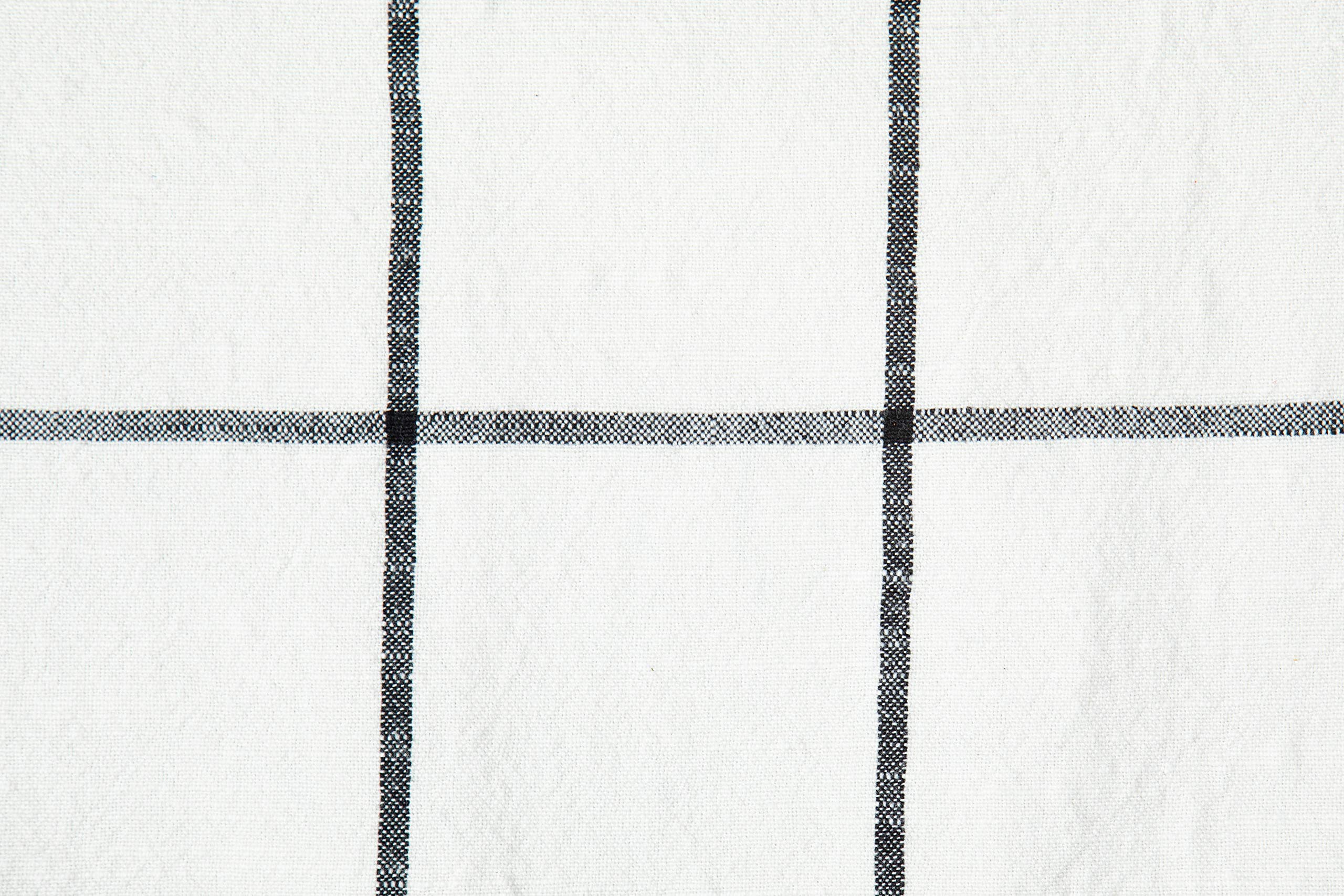 Table Runner Cotton Farmhouse Plaid 14 in x 72 in  Table D?cor for Kitchen or Dining  Cream Cloth Woven Table Runners  Oeko-Tex Cotton