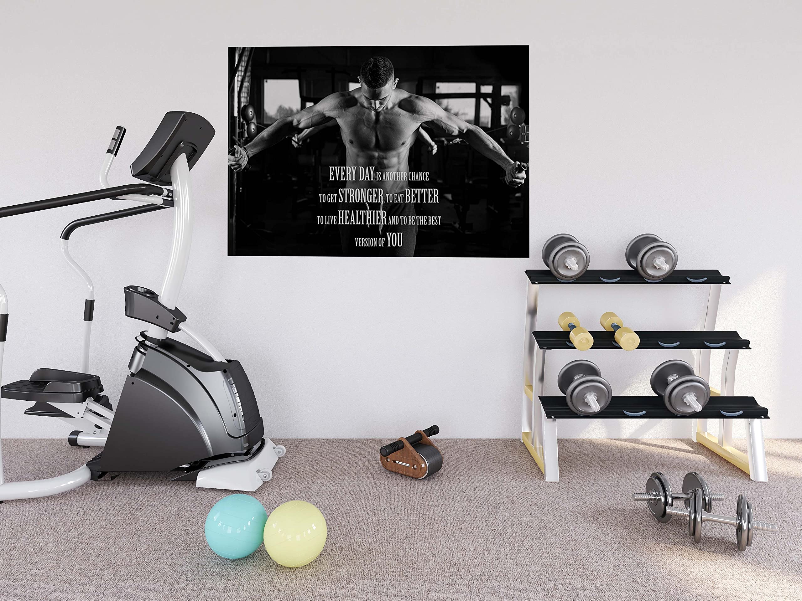 Ezposterprints - Bodybuilding Men Girl Fitness Workout Quotes Motivational Inspirational Muscle Gym Posters - Wall Art Print For