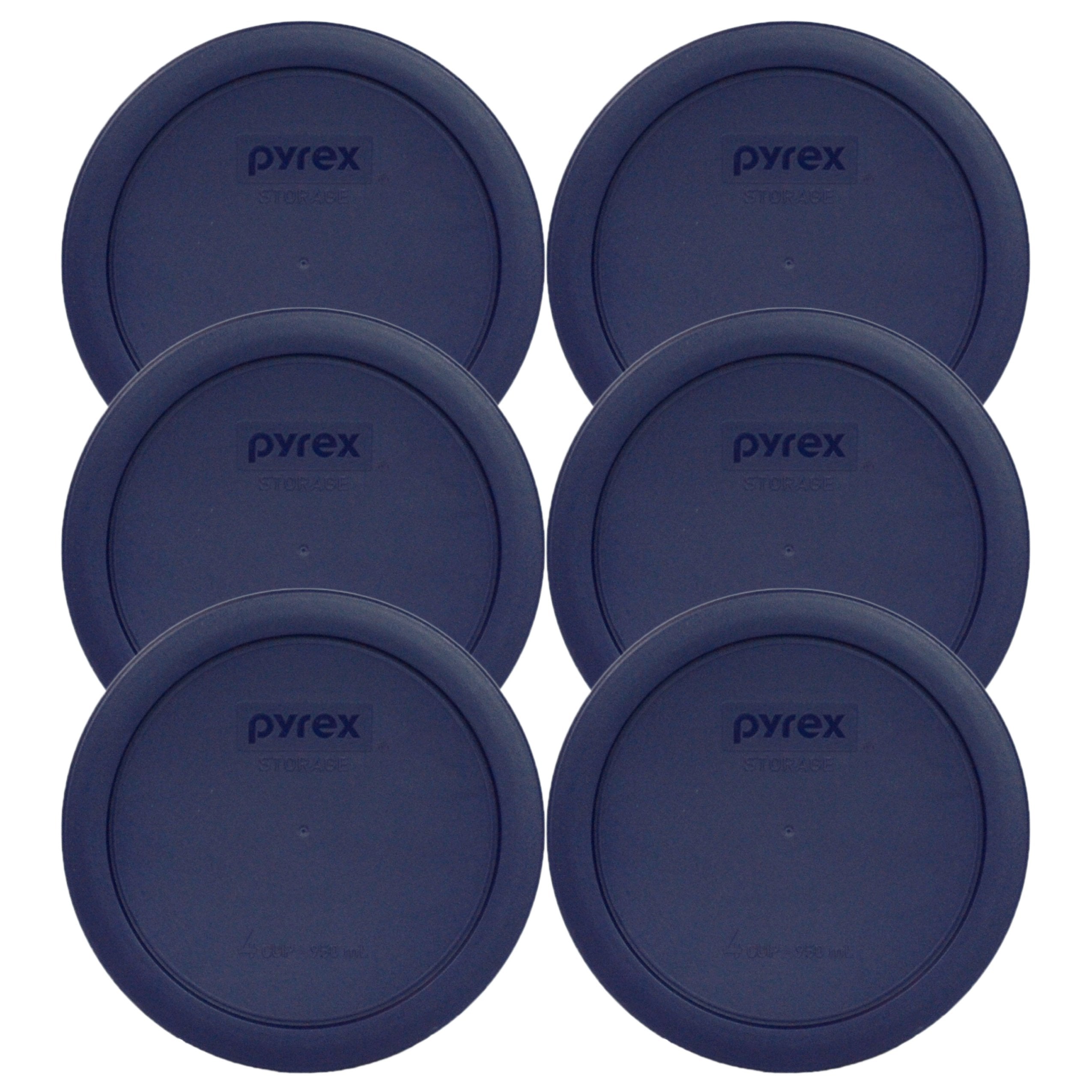 Pyrex Bundle - 6 Items: 7201-Pc 4-Cup Dark Blue Plastic Food Storage Lids Made In The Usa