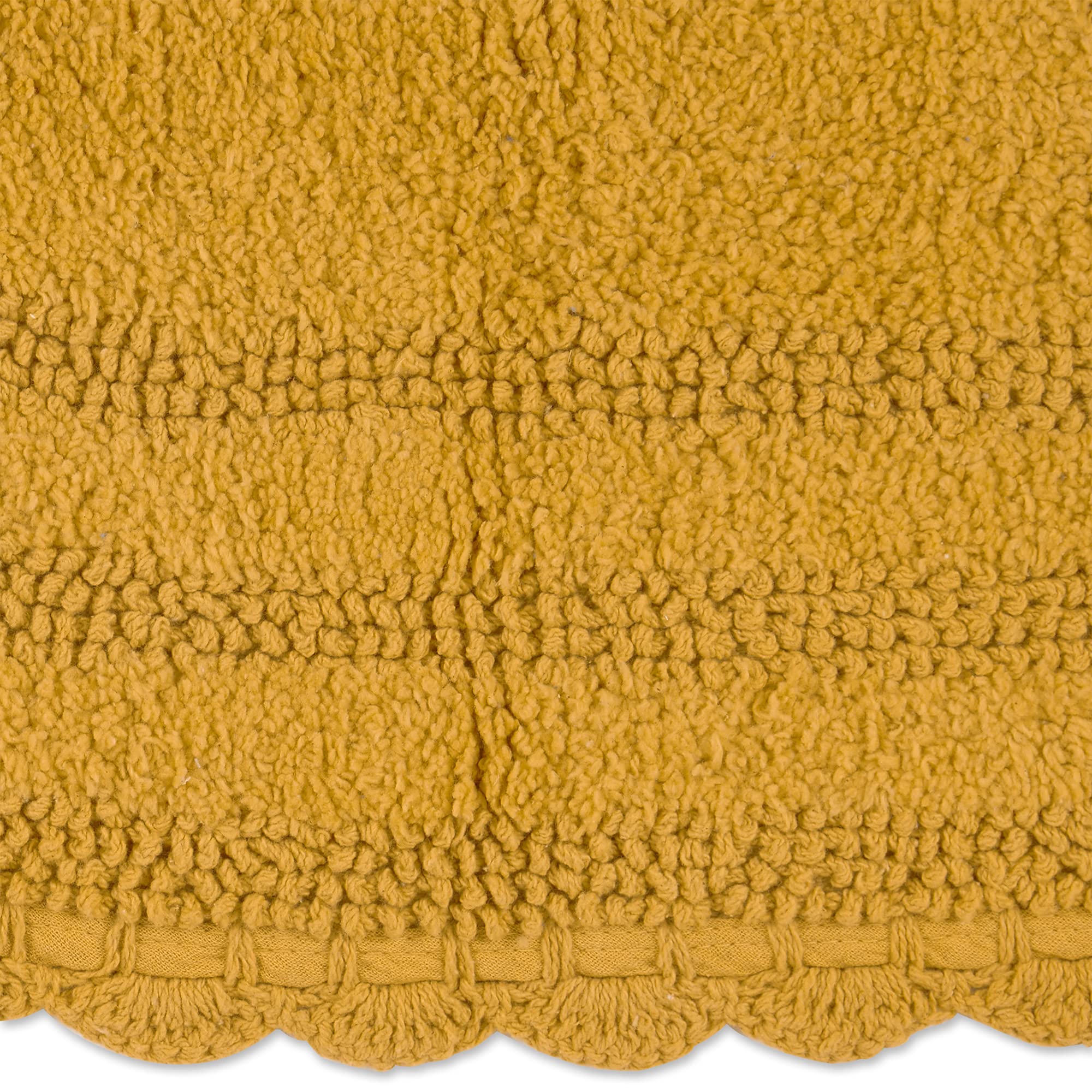 Dii Crochet Collection Reversible Bath Mat, Large Oval, 21X34, Honey Gold
