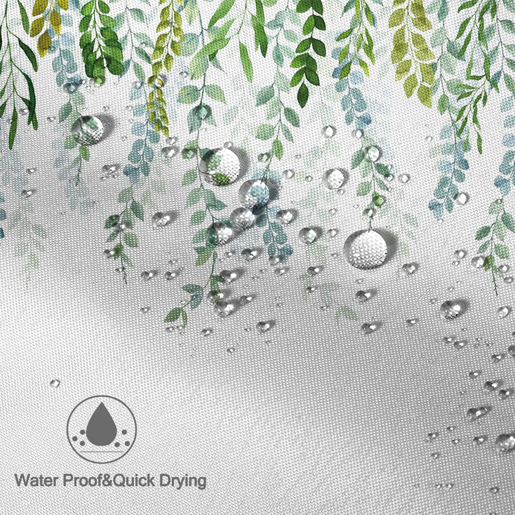 Awert Plant Shower Curtain For Bathroom Sage Green Eucalyptus Waterproof Quick-Drying Green Leaves Shower Curtain Set With Hooks